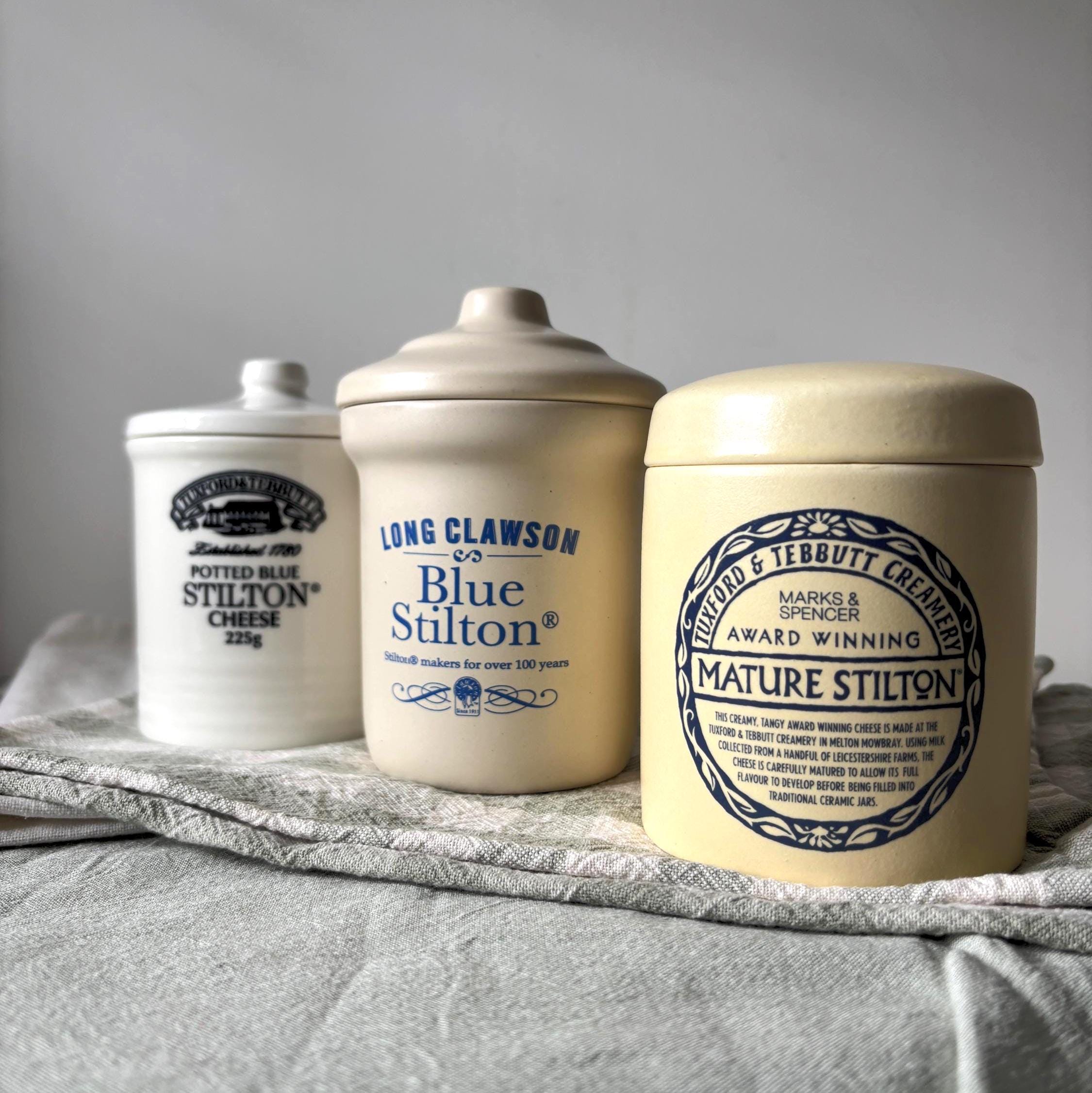 Vintage English Stilton Cheese Jars Set Farmhouse Pottery Kitchenalia Pantry Storage Decor