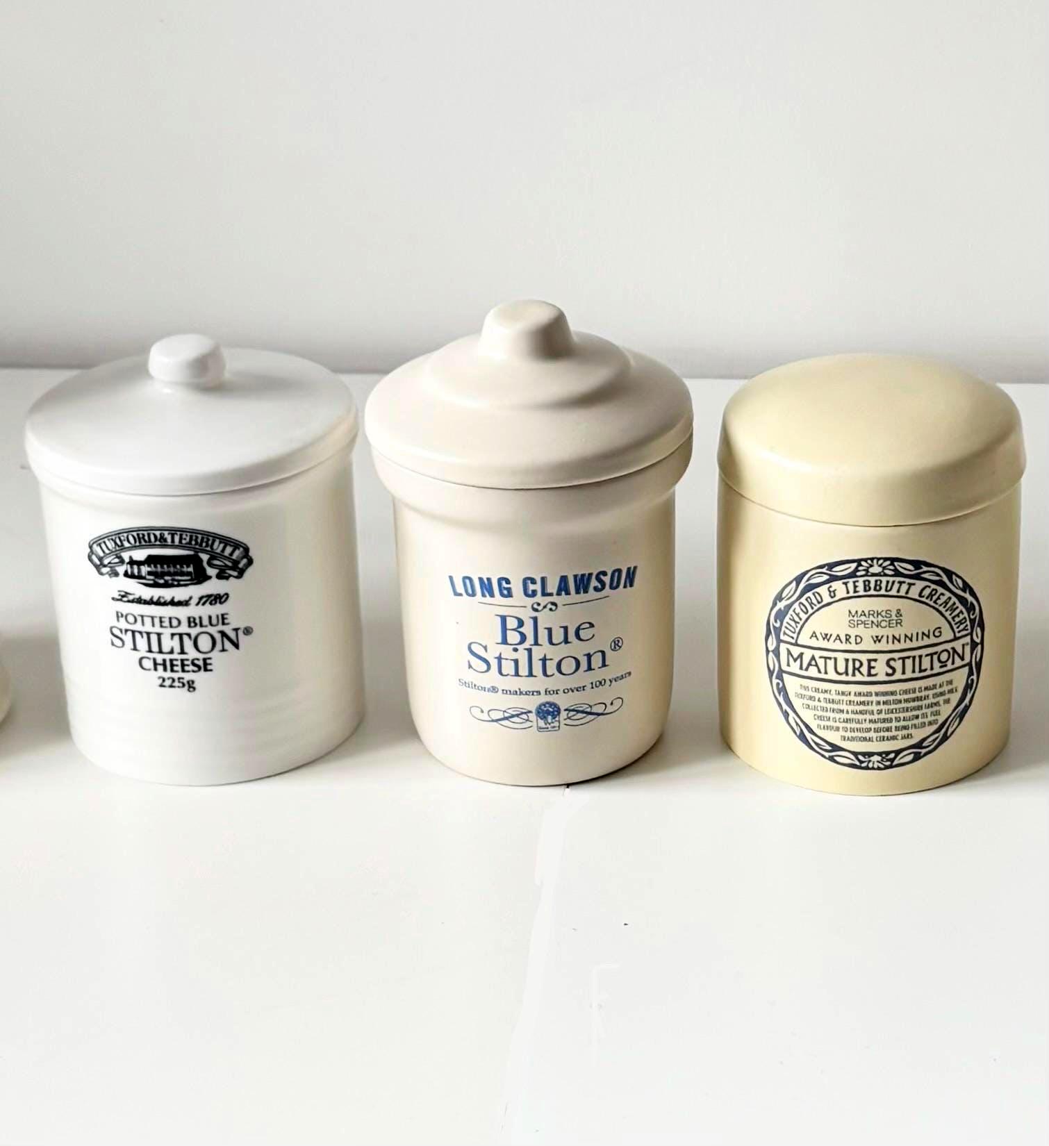 Vintage English Stilton Cheese Jars Set Farmhouse Pottery Kitchenalia Pantry Storage Decor