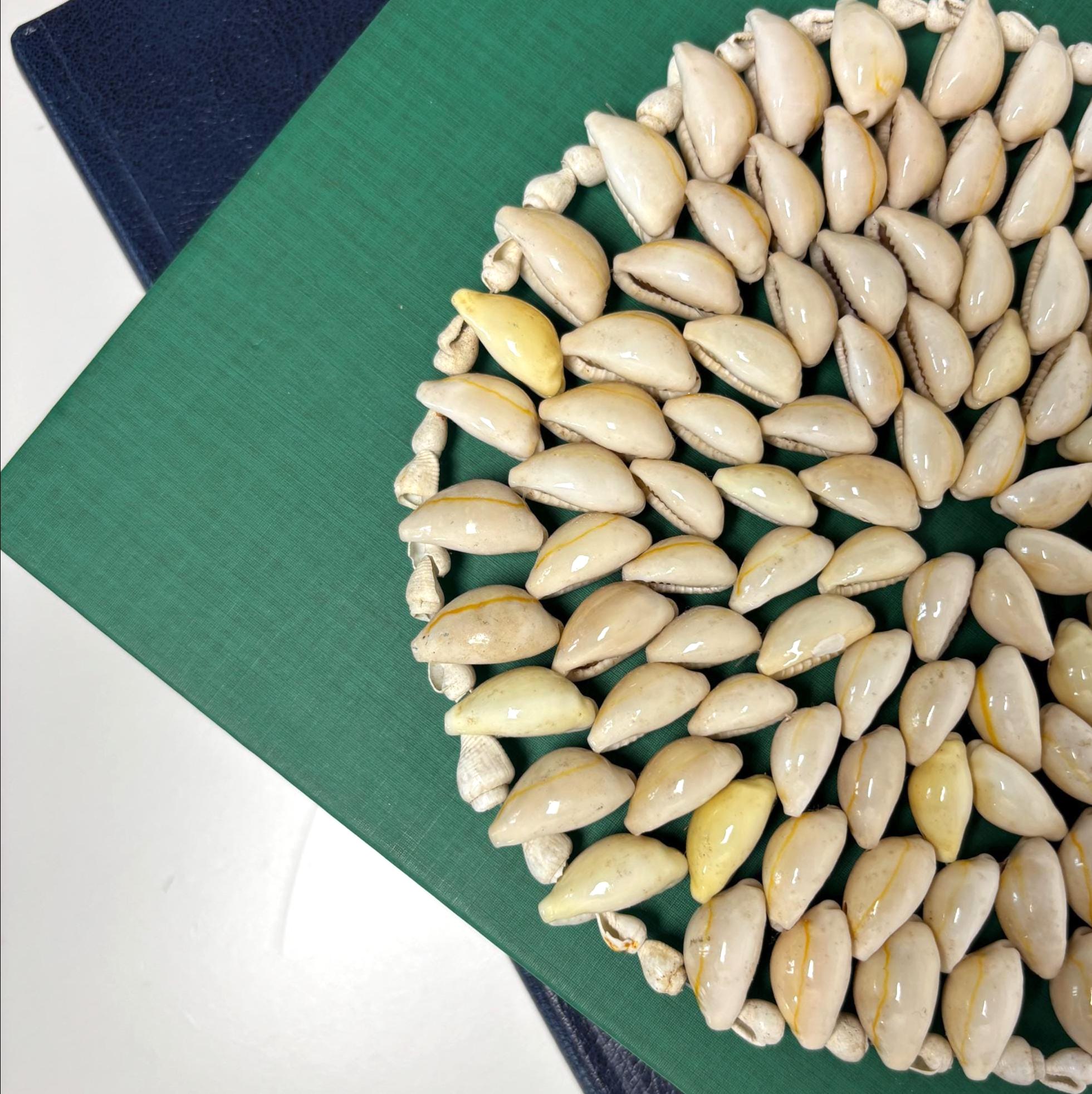 Vintage Cowrie Shell Trivet, Natural Shell Table Mat, Coastal Boho Decor