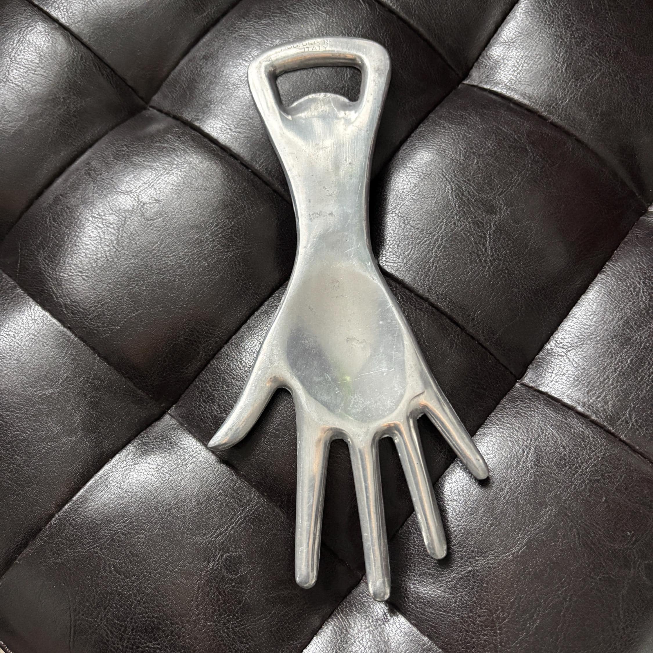 Vintage Italian MOD DEP Aluminium Hand Bottle Opener, Mid Century Barware