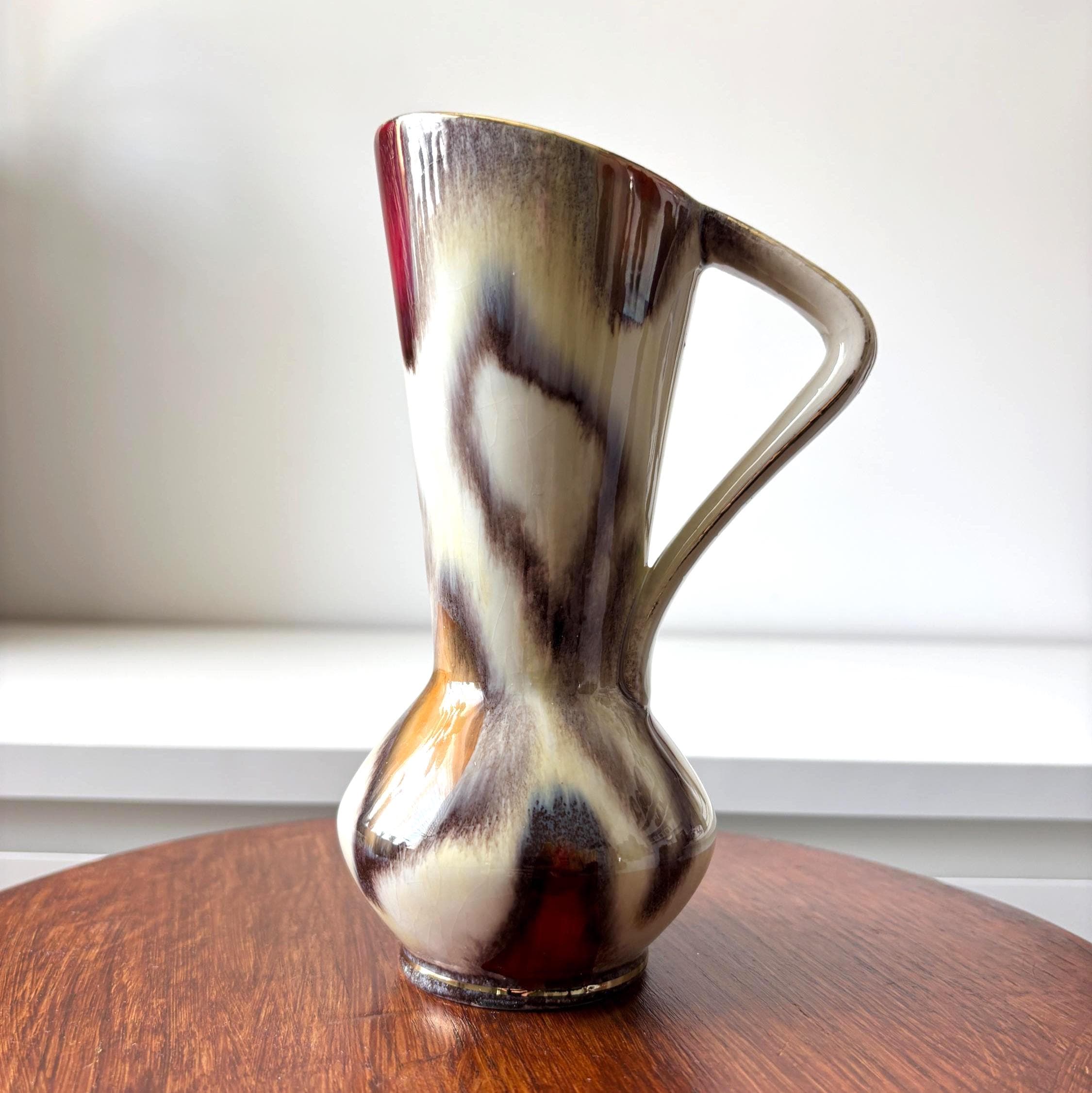 Vintage Bay Keramik West Germany Fat Lava Pitcher Vase Mid Century Pottery