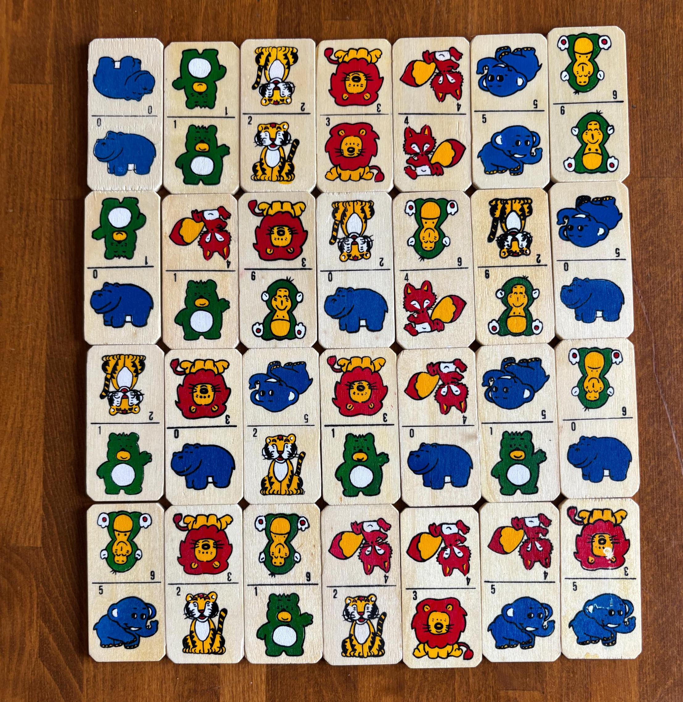 Vintage Wooden Jungle Dominoes Game | Animal Picture Dominoes in Sliding Box | Children’s Toy