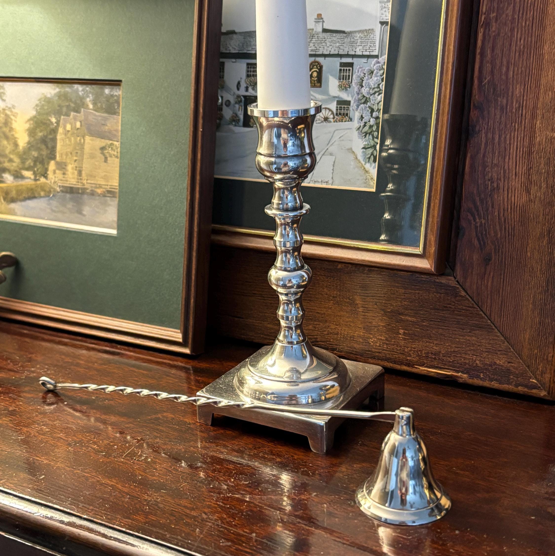 Vintage Silver Plate Candle Snuffer with Twisted Handle | Traditional Candle Extinguisher | Elegant Home Decor