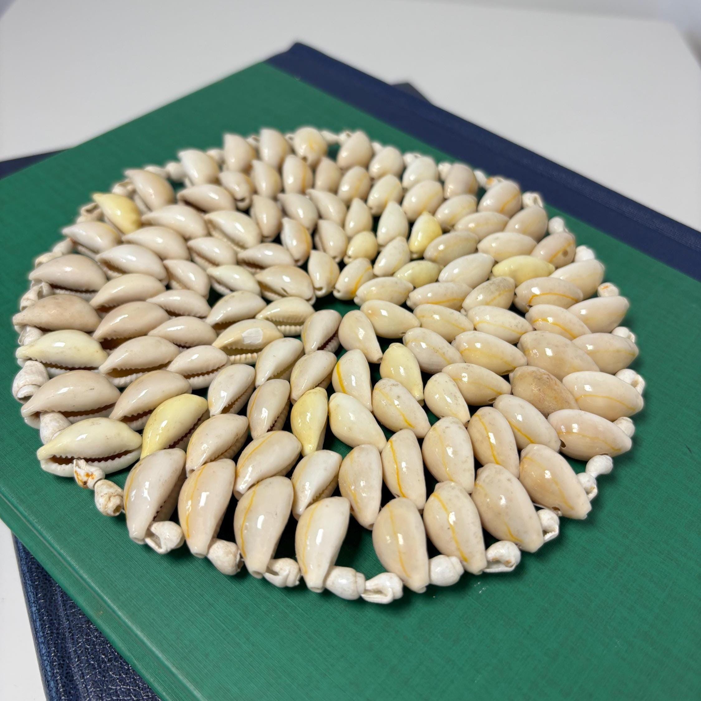 Vintage Cowrie Shell Trivet, Natural Shell Table Mat, Coastal Boho Decor
