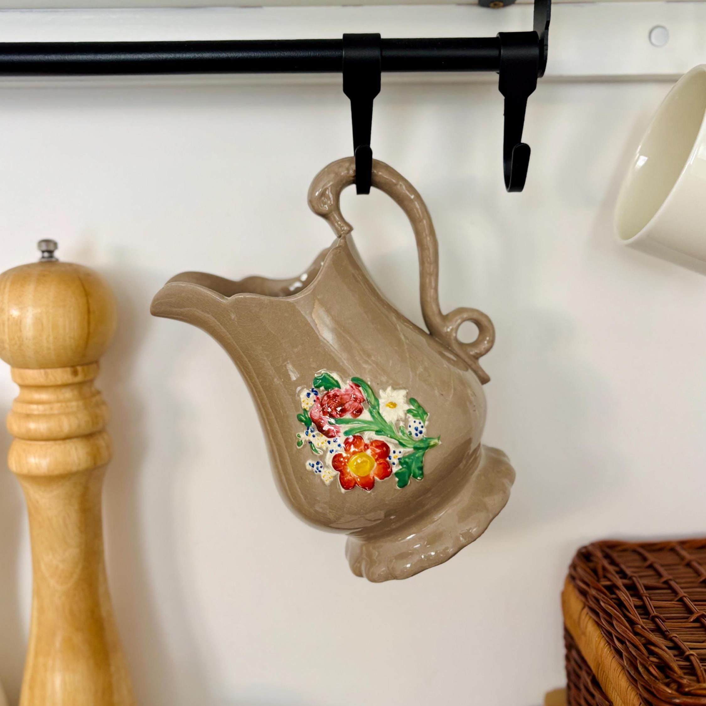 Vintage Ceramic Jug Vase with Floral Design