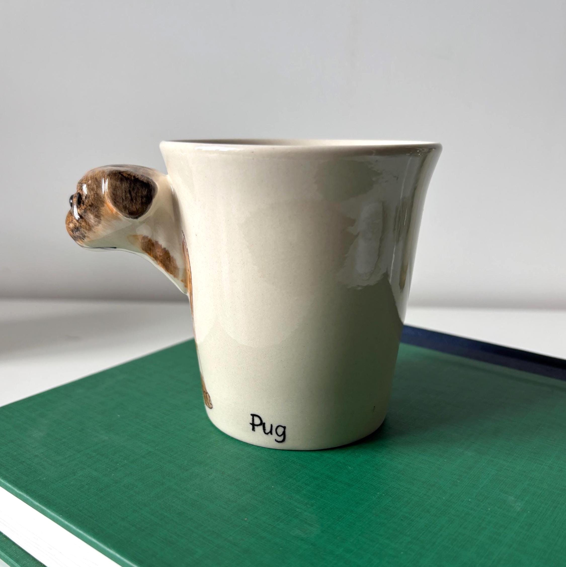 Hand Painted Pug Dog Mug Ceramic Pottery Novelty Cup England Gift