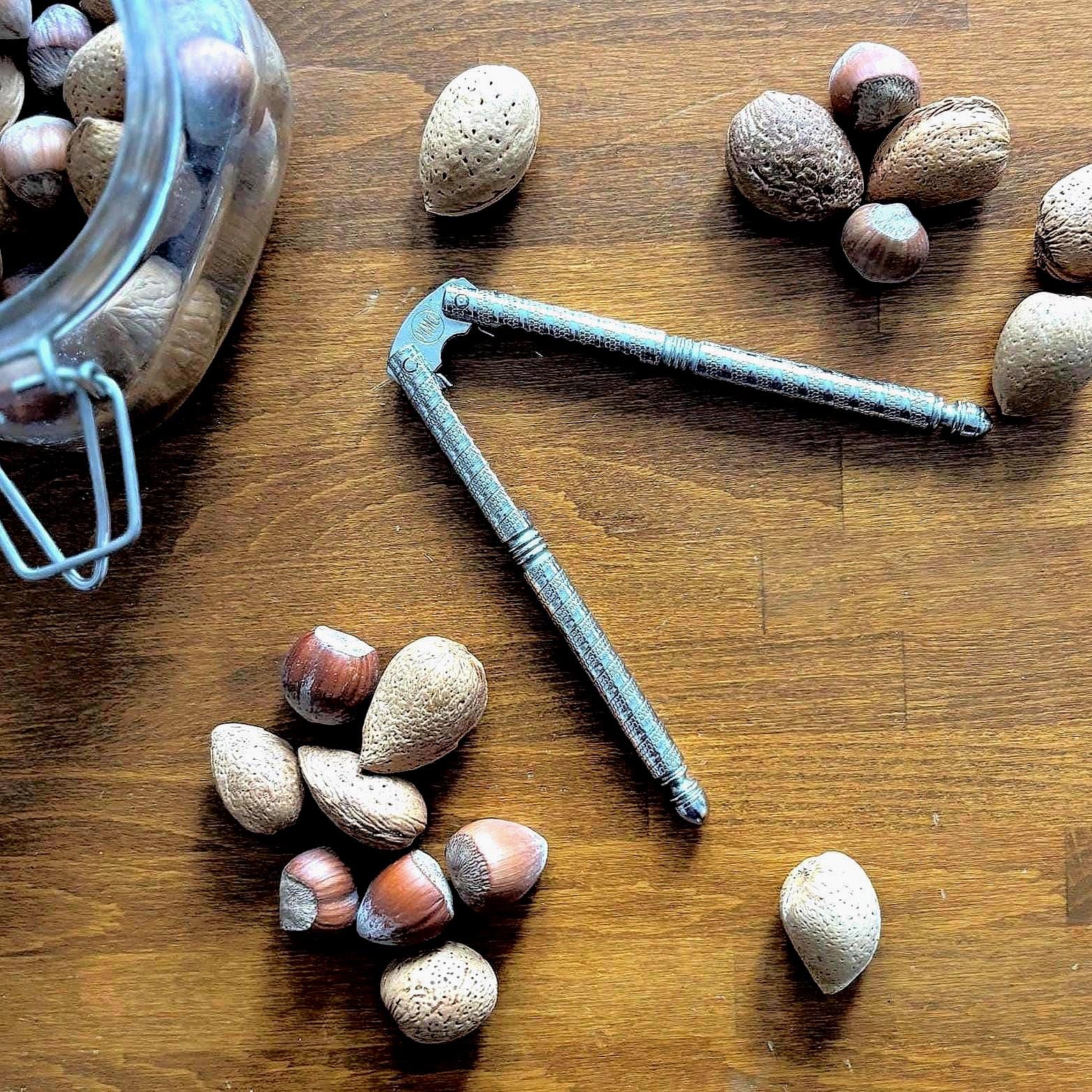 Vintage Metal Nutcracker Tool Rustic Kitchen Decor Farmhouse Nut Cracker Silver Tone