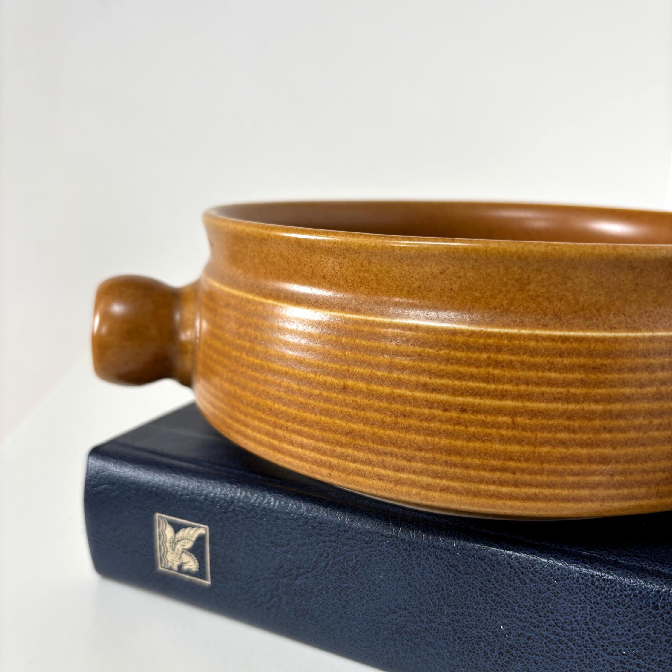 Vintage Denby Langley Canterbury Stoneware Serving Dish Brown Ribbed Mid Century Casserole Bowl