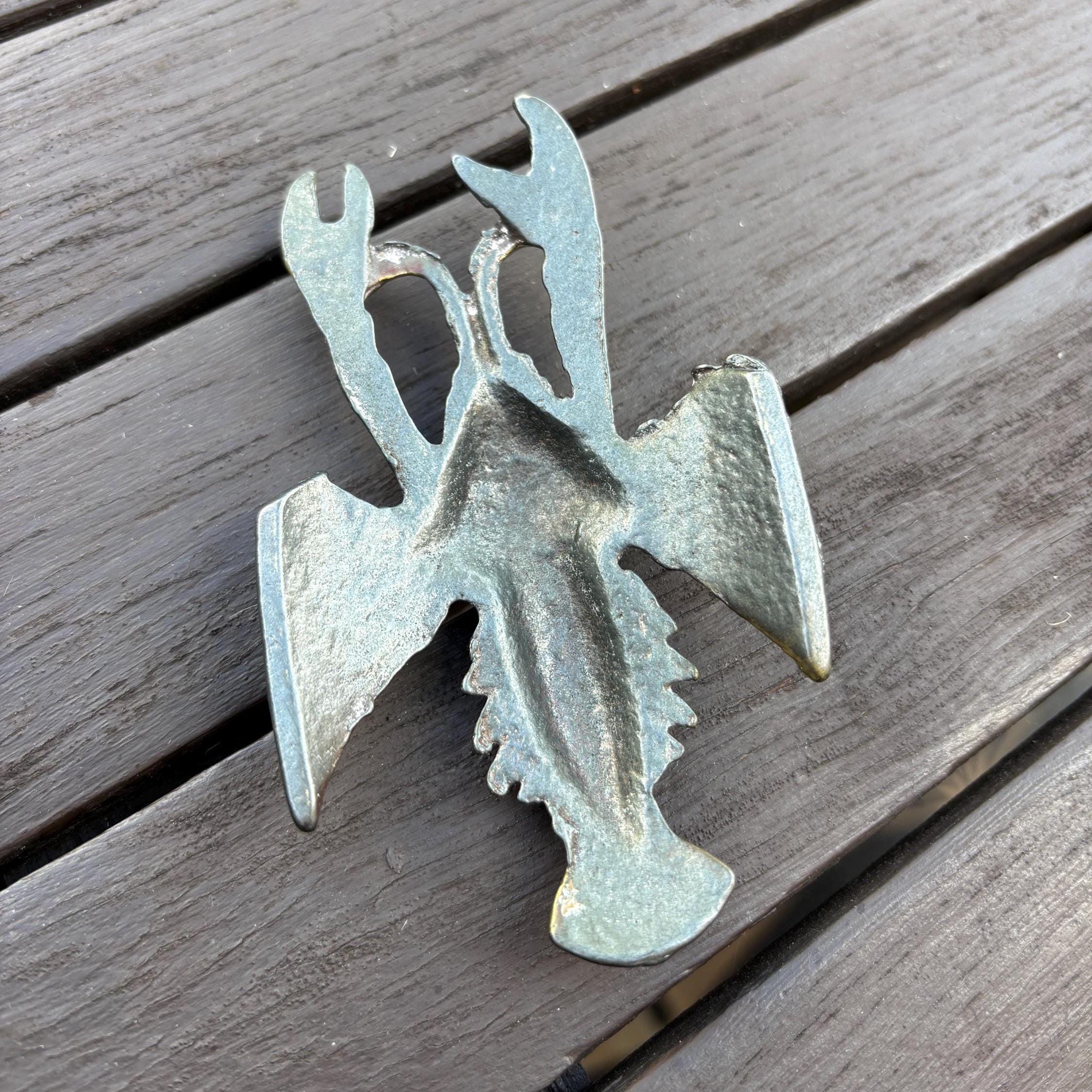 Vintage Brass Lobster Figurine Solid Brass Nautical Coastal Decor Beach House Ornament