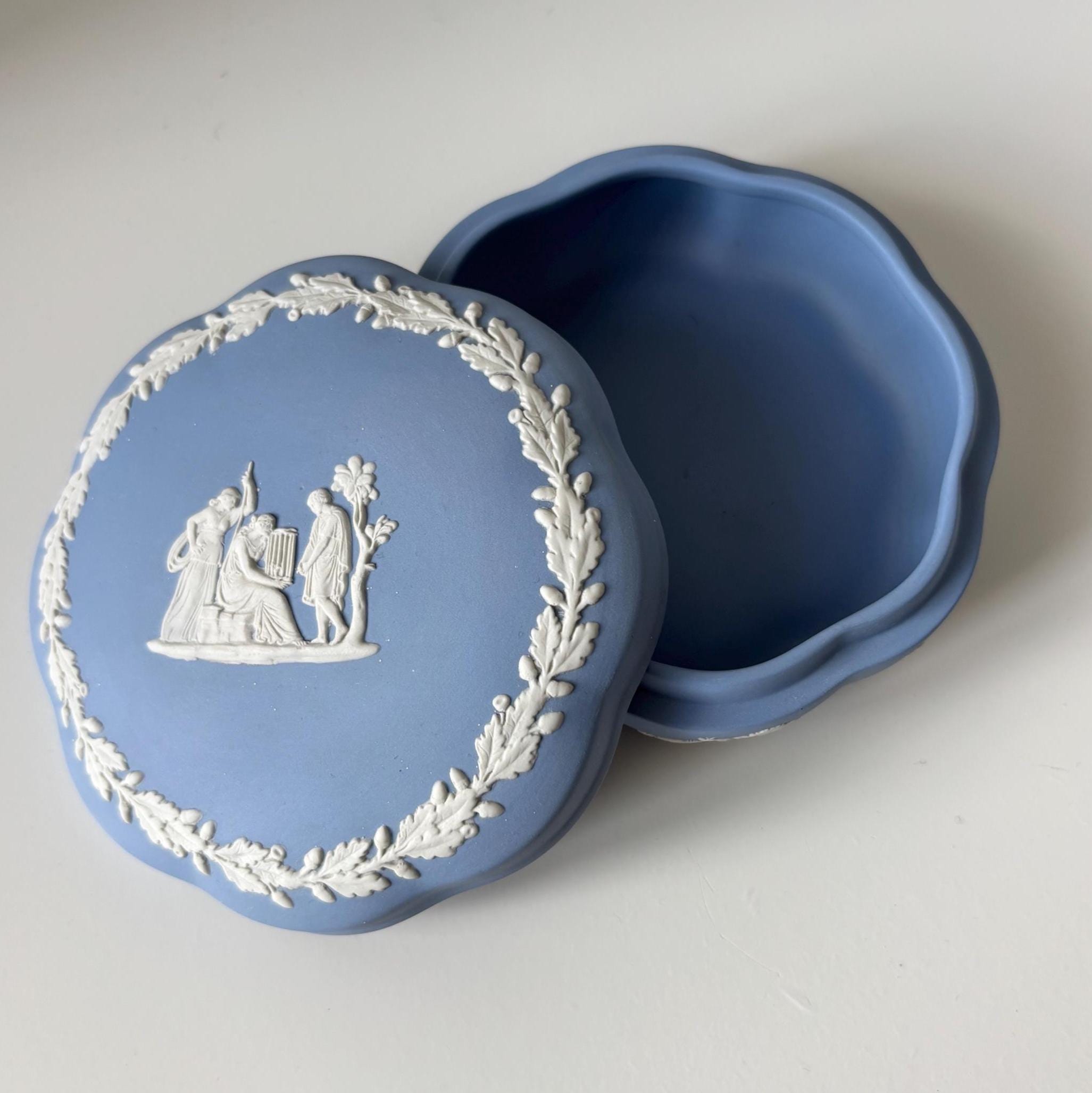 Wedgwood Jasperware Blue Trinket Box Vintage Jewellery Box Made in England