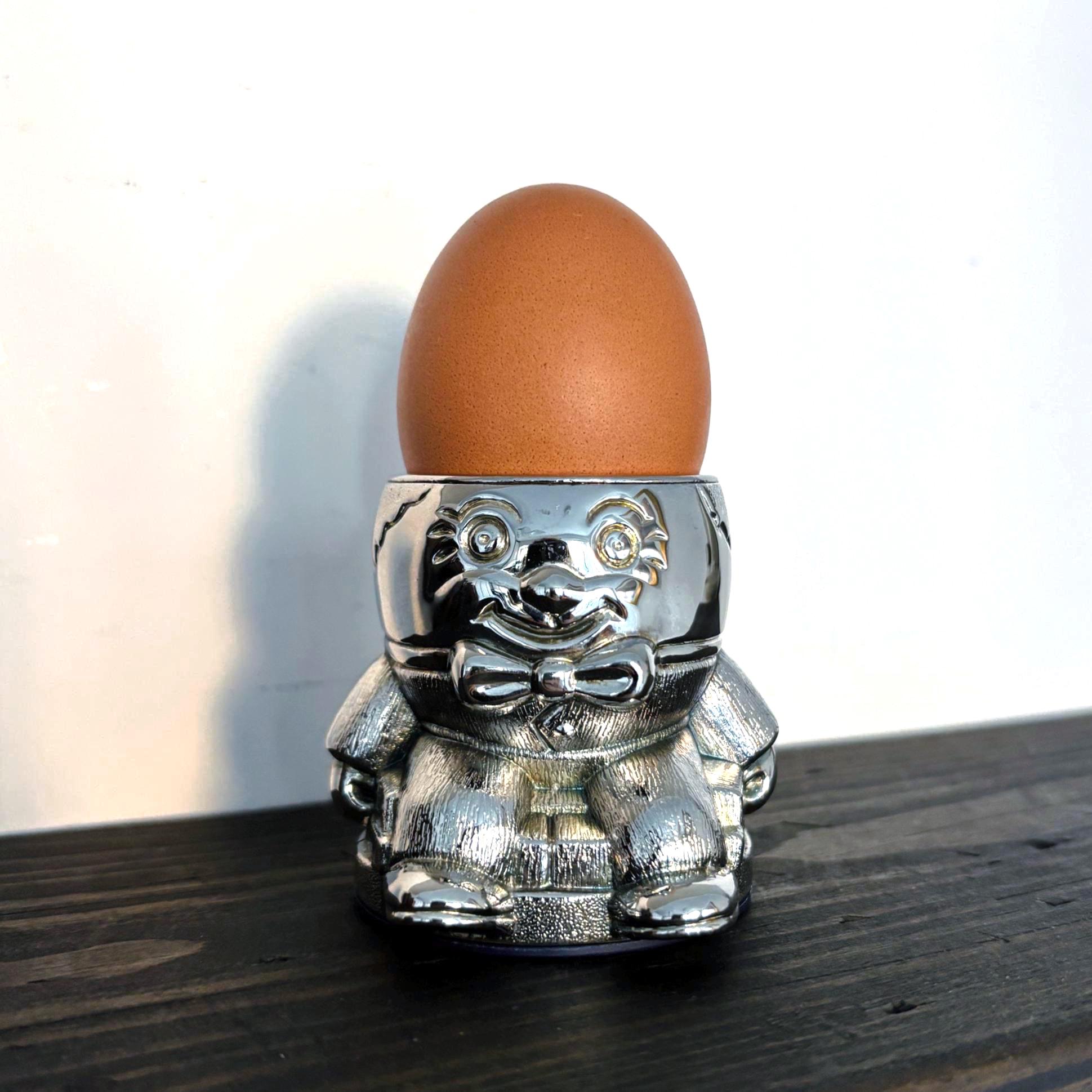 Vintage Silver Plated Humpty Dumpty Egg Cup Collectible Nursery Tableware