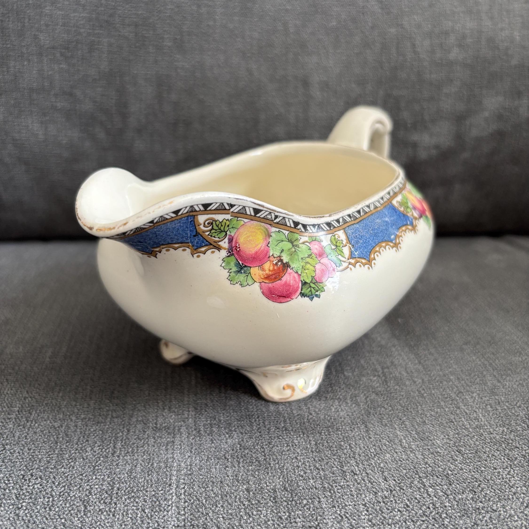 Vintage 1930s Booths Pomona Gravy Boat: Silicon China, Made in England