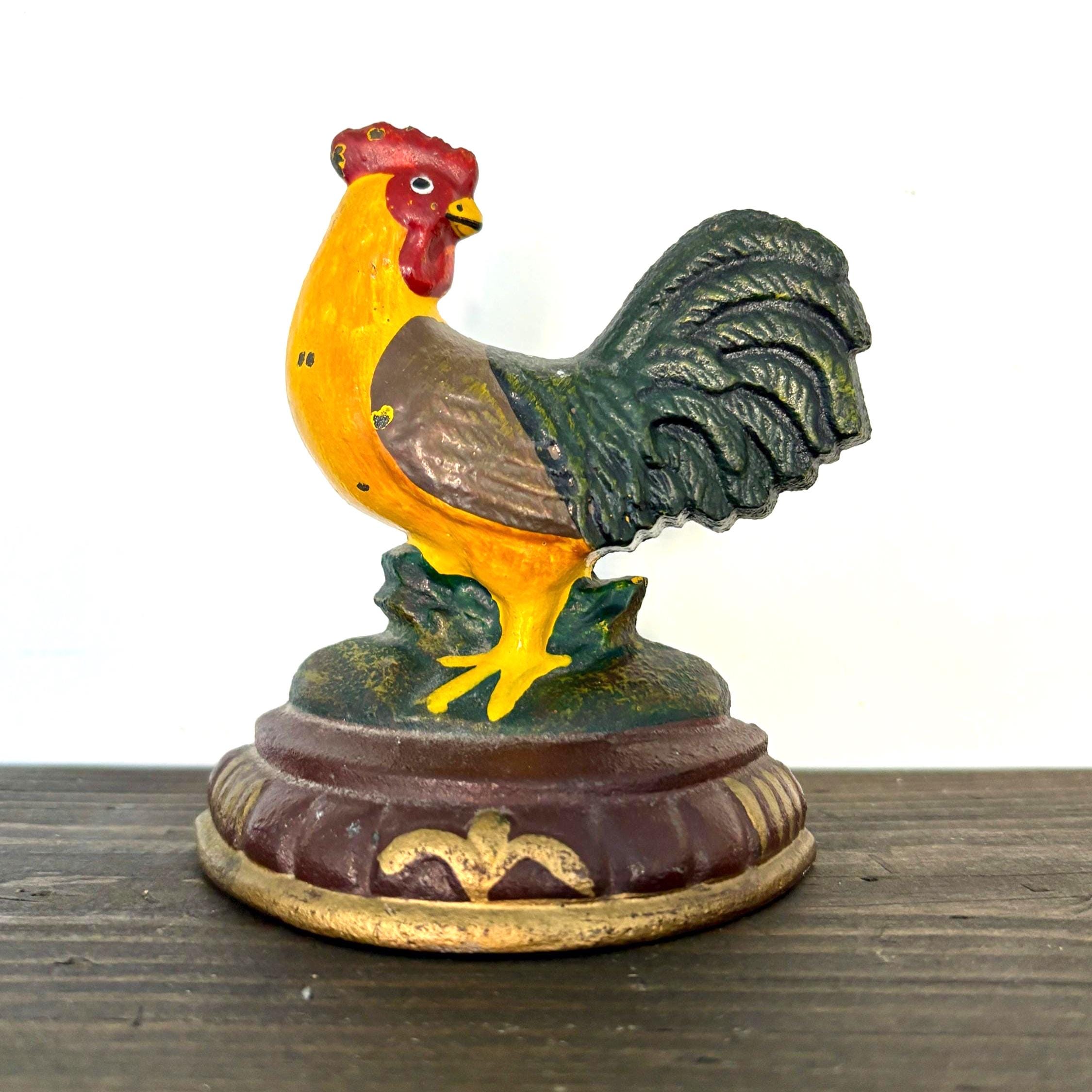 Cast Iron Rooster Doorstop, Vintage Farmhouse Kitchen Decor, Chicken Figurine, Rustic Home Accent