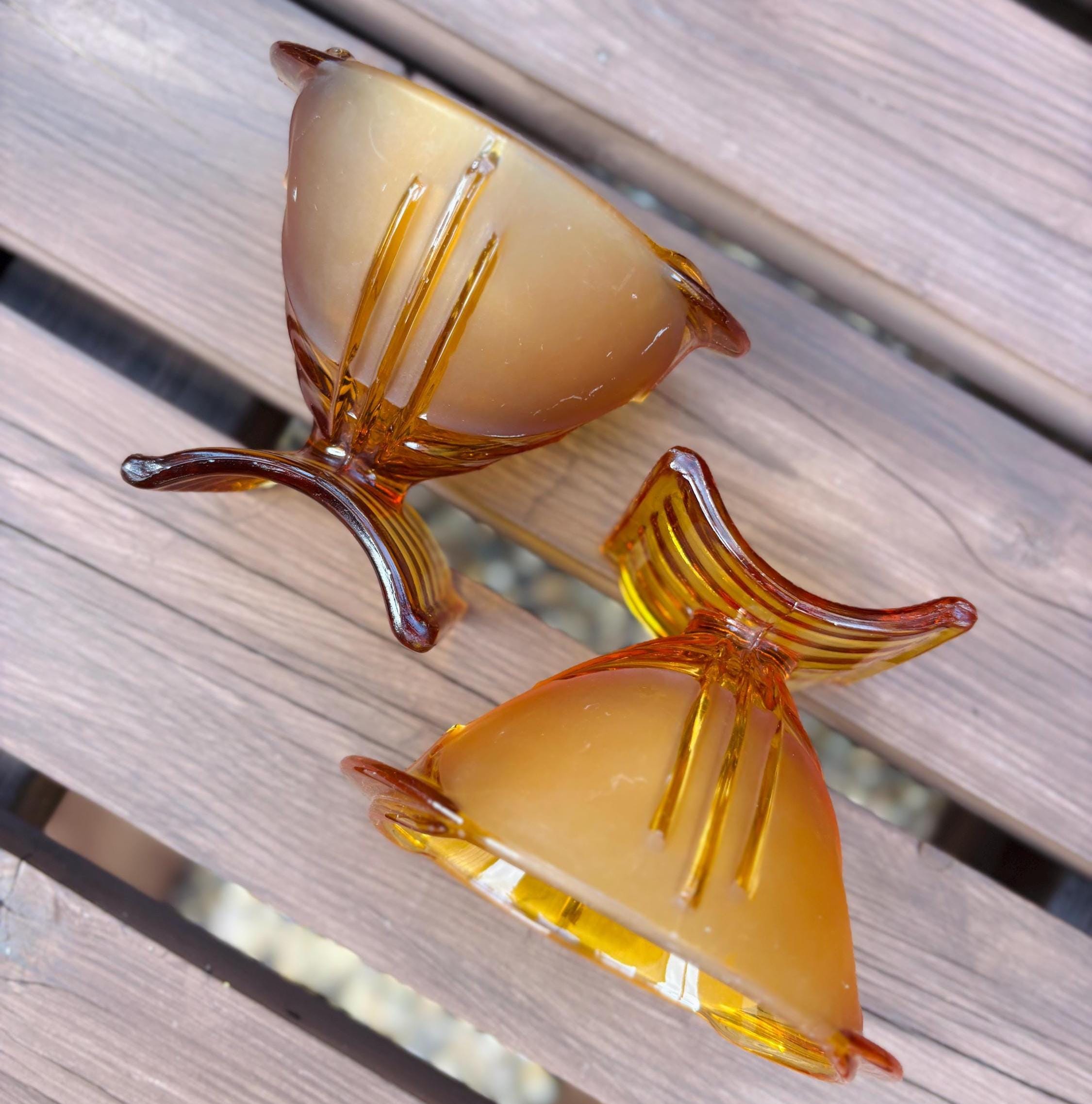 Vintage Amber Glass Bowls | Stölzle Hermanova Hut, Czech MCM Pair