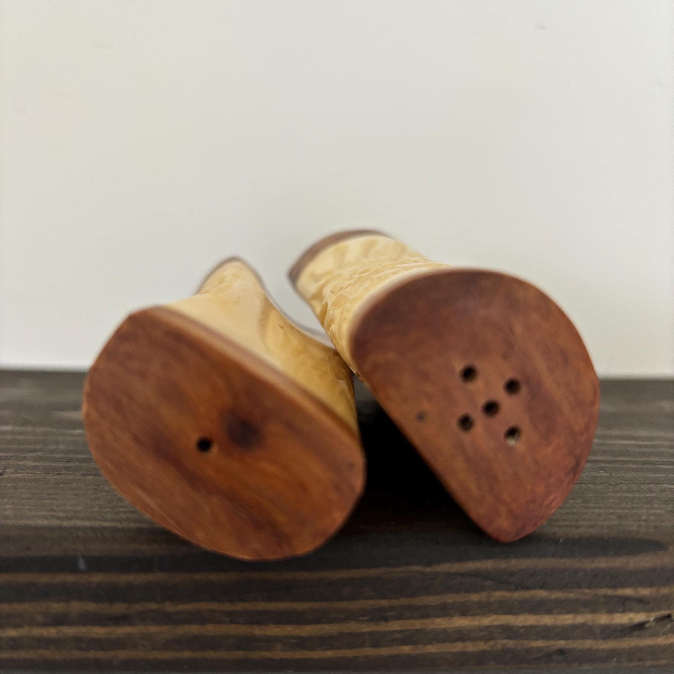 Hand Carved Bone Salt and Pepper Shakers: Giraffe Motif, African Boho Decor