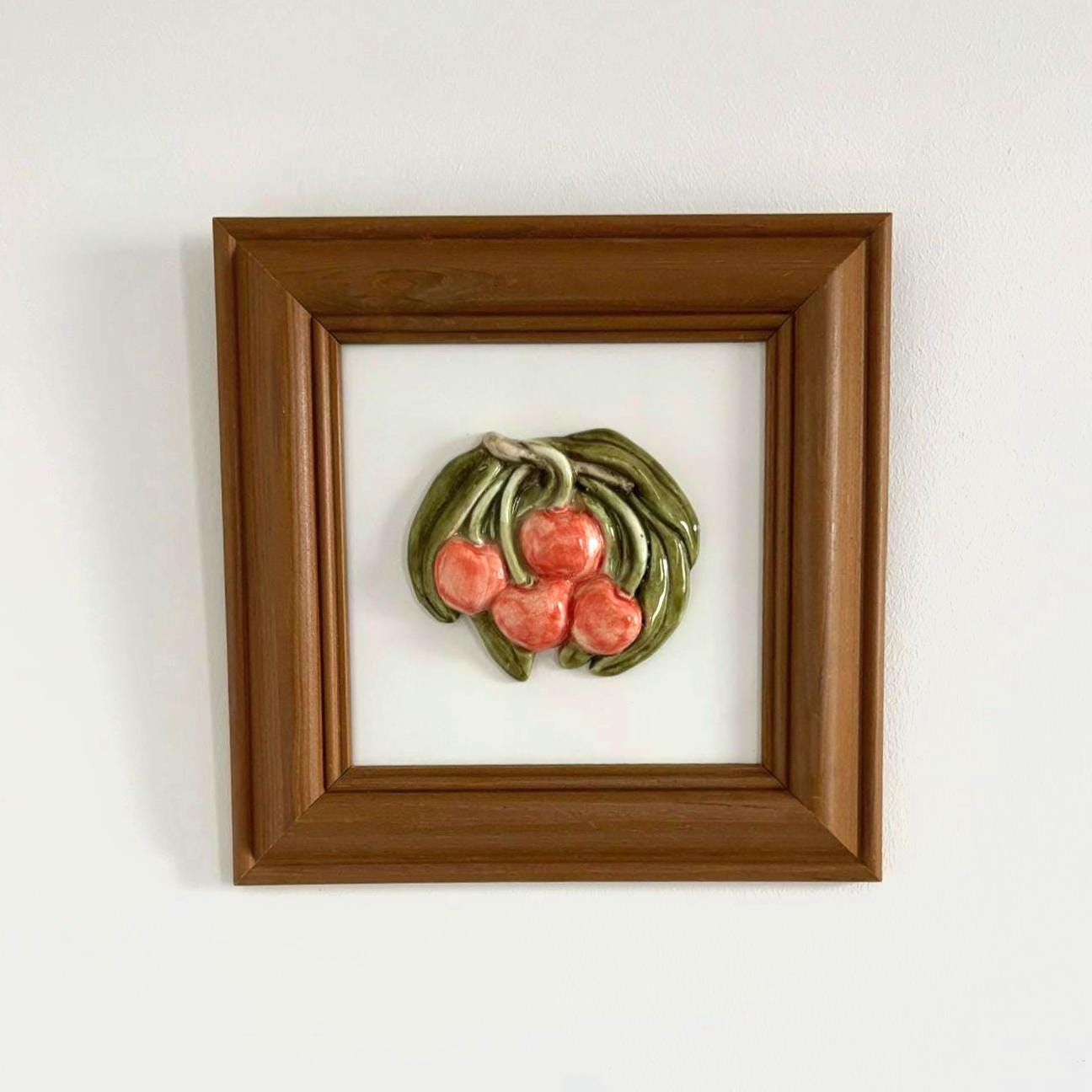 Vintage Framed Ceramic Fruit Tile Wall Art Kitchen Decor Japan Style