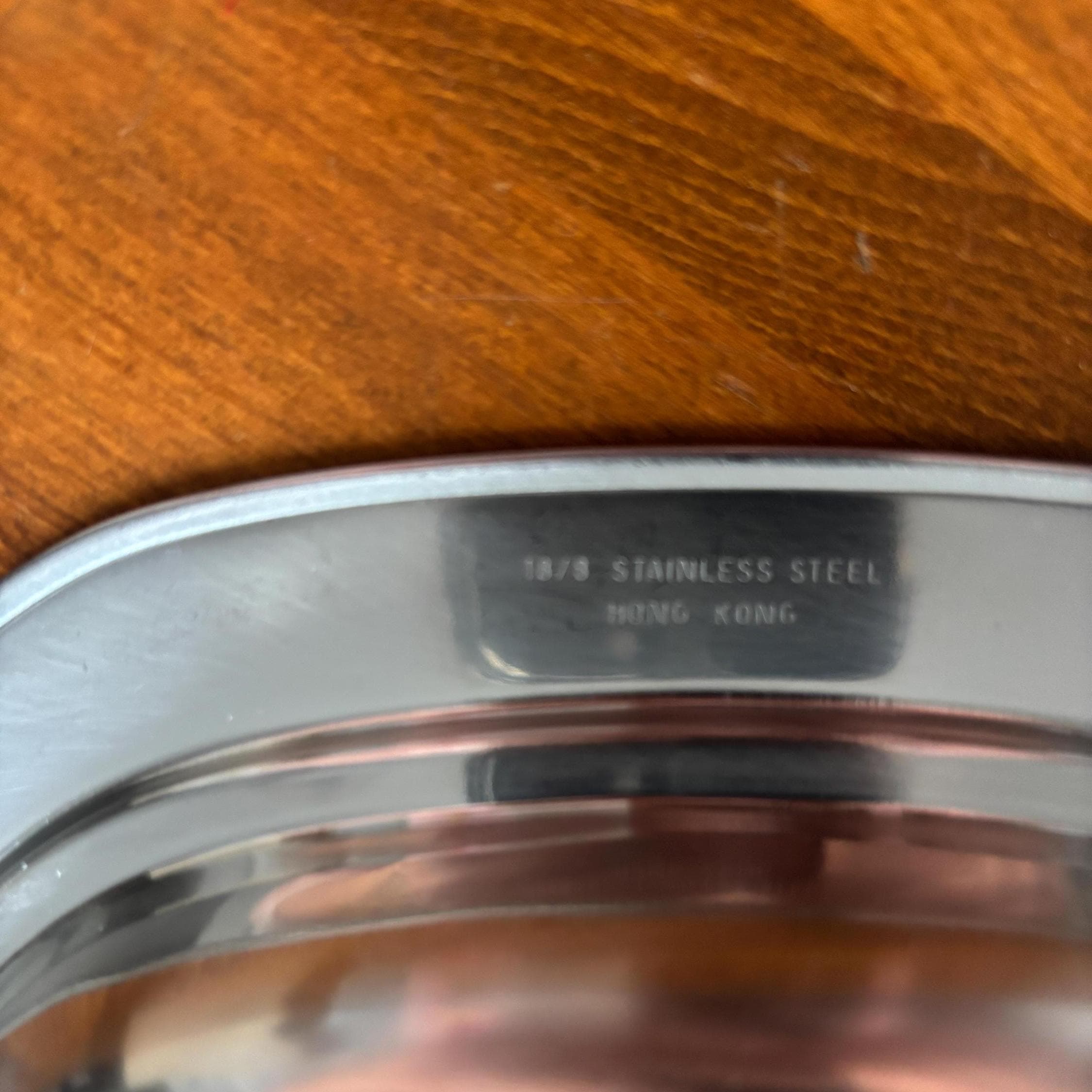 Vintage Stainless Steel Lidded Divided Serving Dish, Hong Kong, 2 Compartment Buffet Server