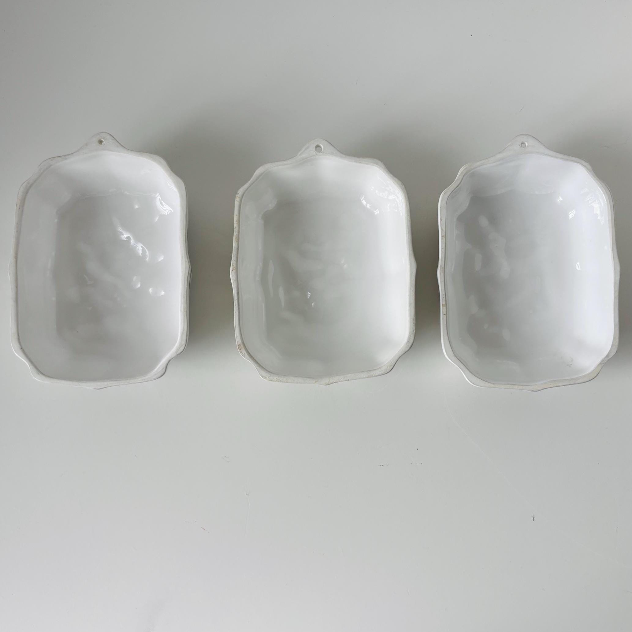 Vintage Floral Ceramic Jelly Moulds, Cottage Kitchen Wall Decor, Set of 3