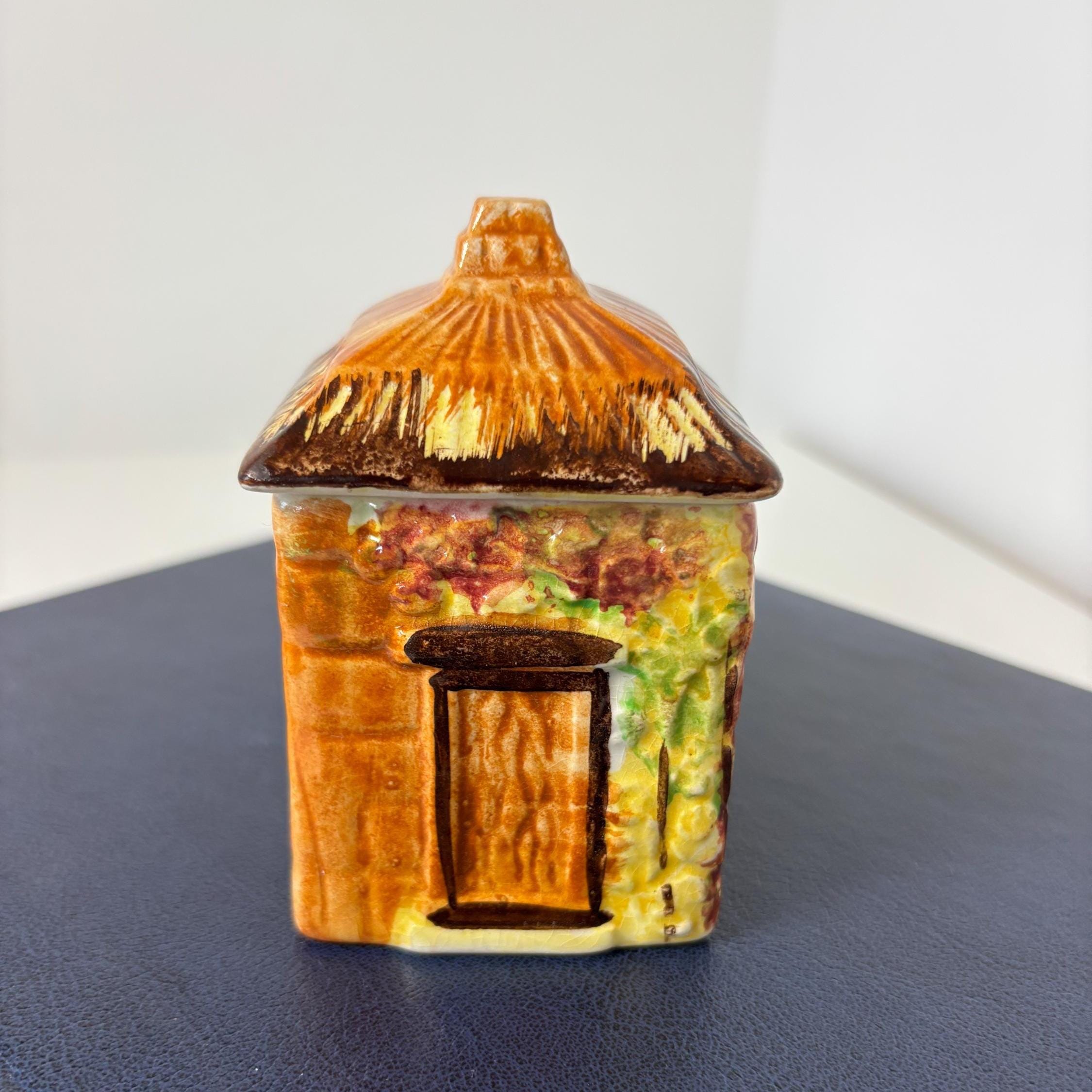 Vintage Cottage Ware Jam Pot House Shaped Ceramic England Hand Painted Collectible