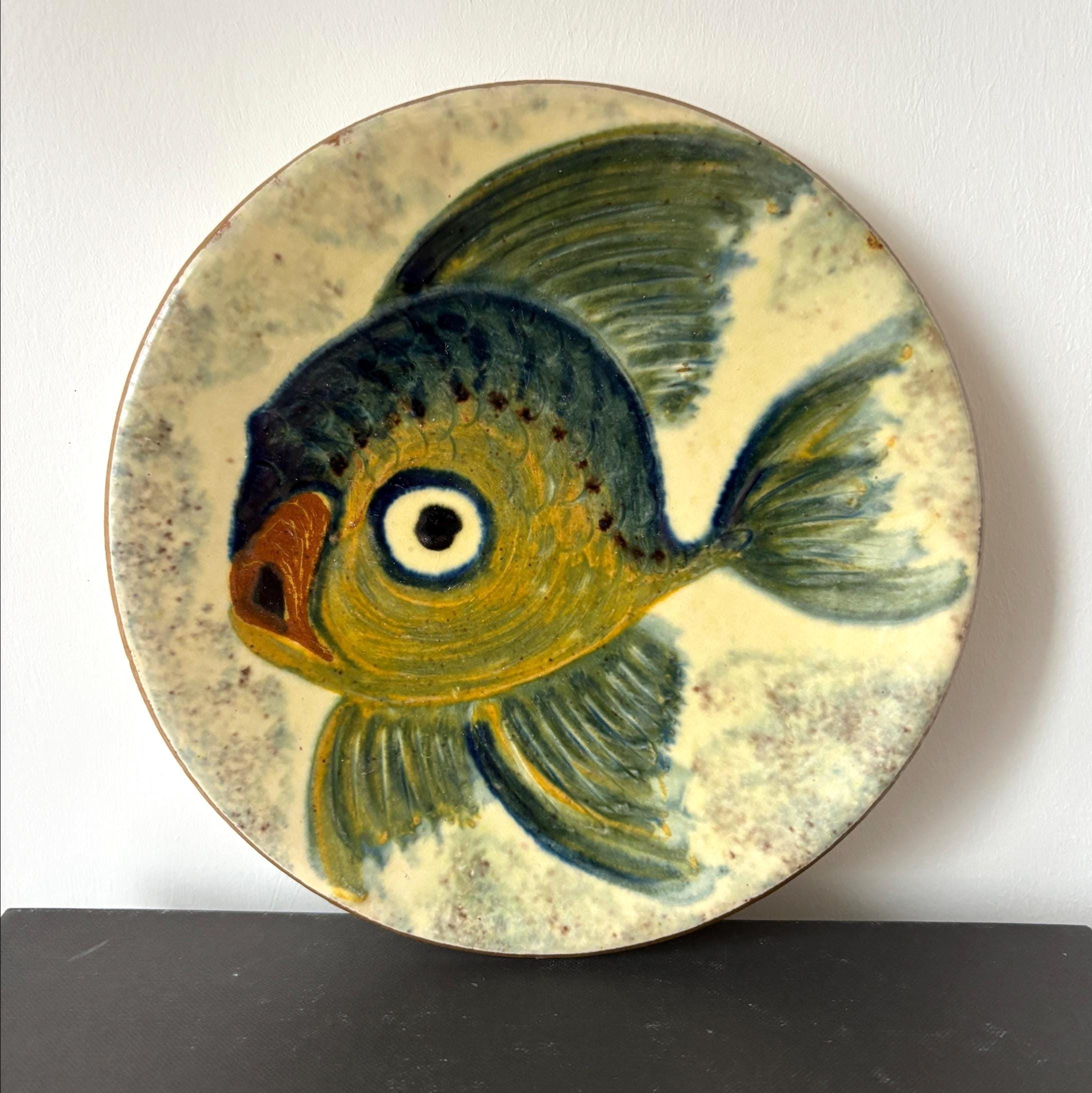 Vintage Puigdemont Spanish Ceramic Fish Wall Decor Mid Century Mediterranean Coastal Wall Art