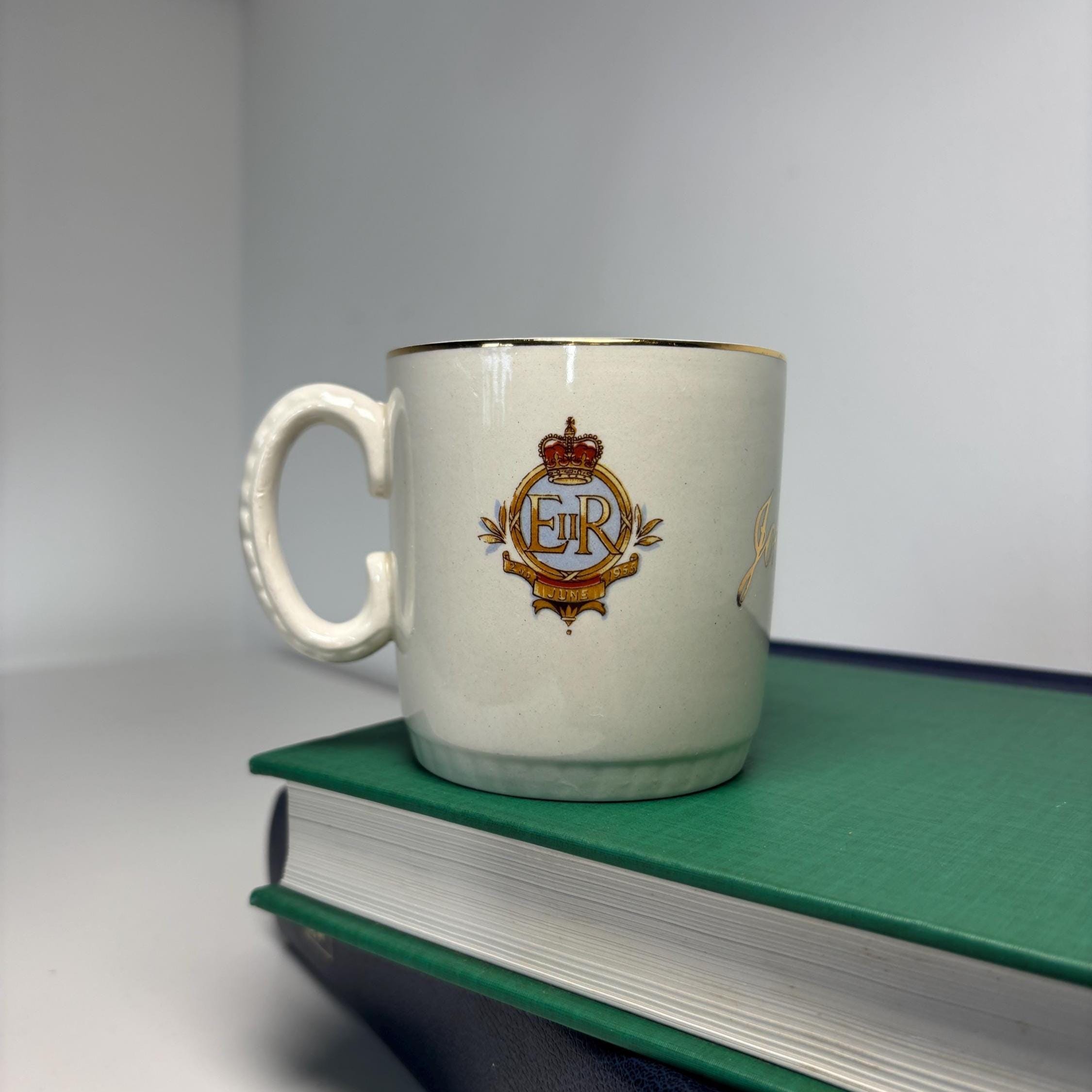 1953 Queen Elizabeth II Coronation Mug Nelson Ware Royal Commemorative Cup Made England