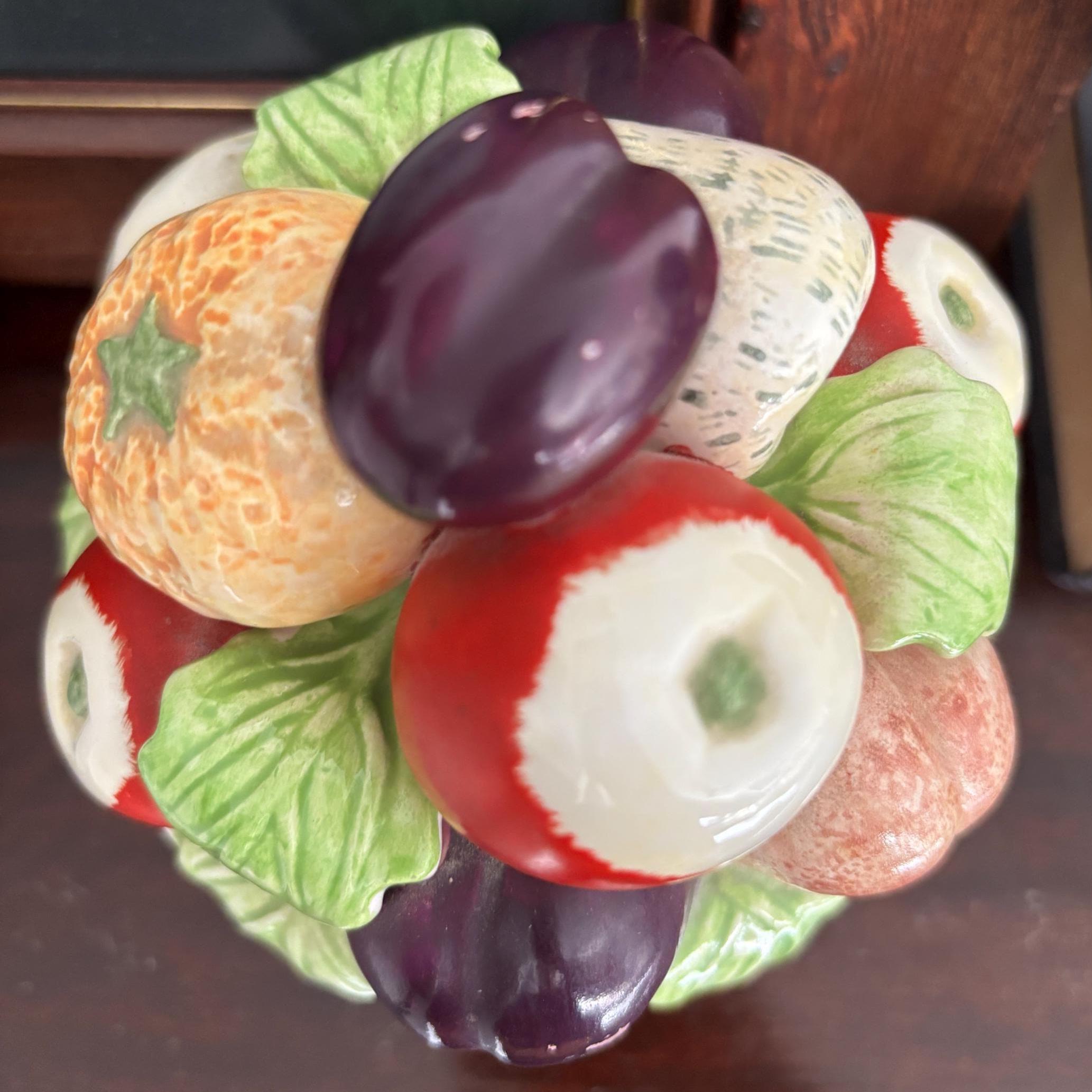 Vintage Leonardo Ceramic Fruit Compote | Hand-Painted Decorative Pedestal Bowl | Capodimonte Style Centrepiece