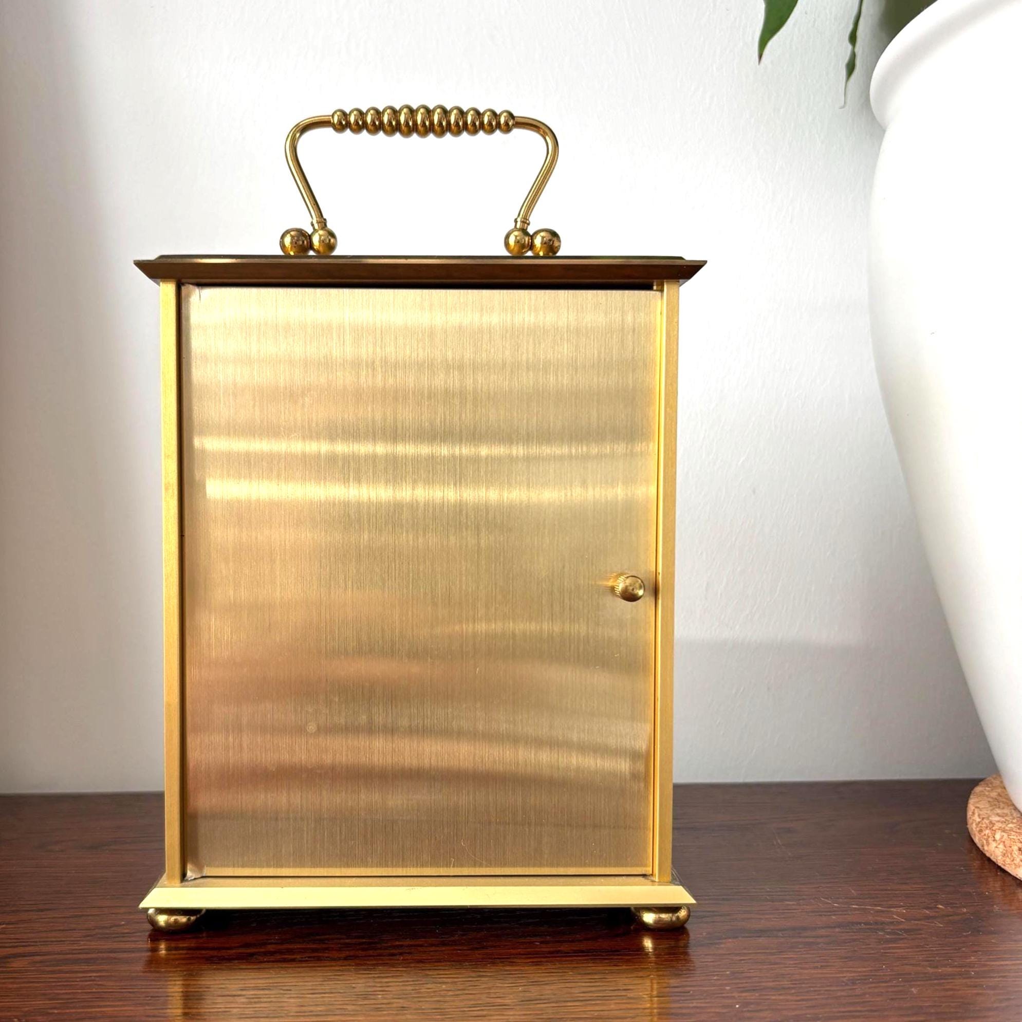 Vintage Brass Carriage Clock Minster Quartz Desk Mantel Clock Made Germany Working