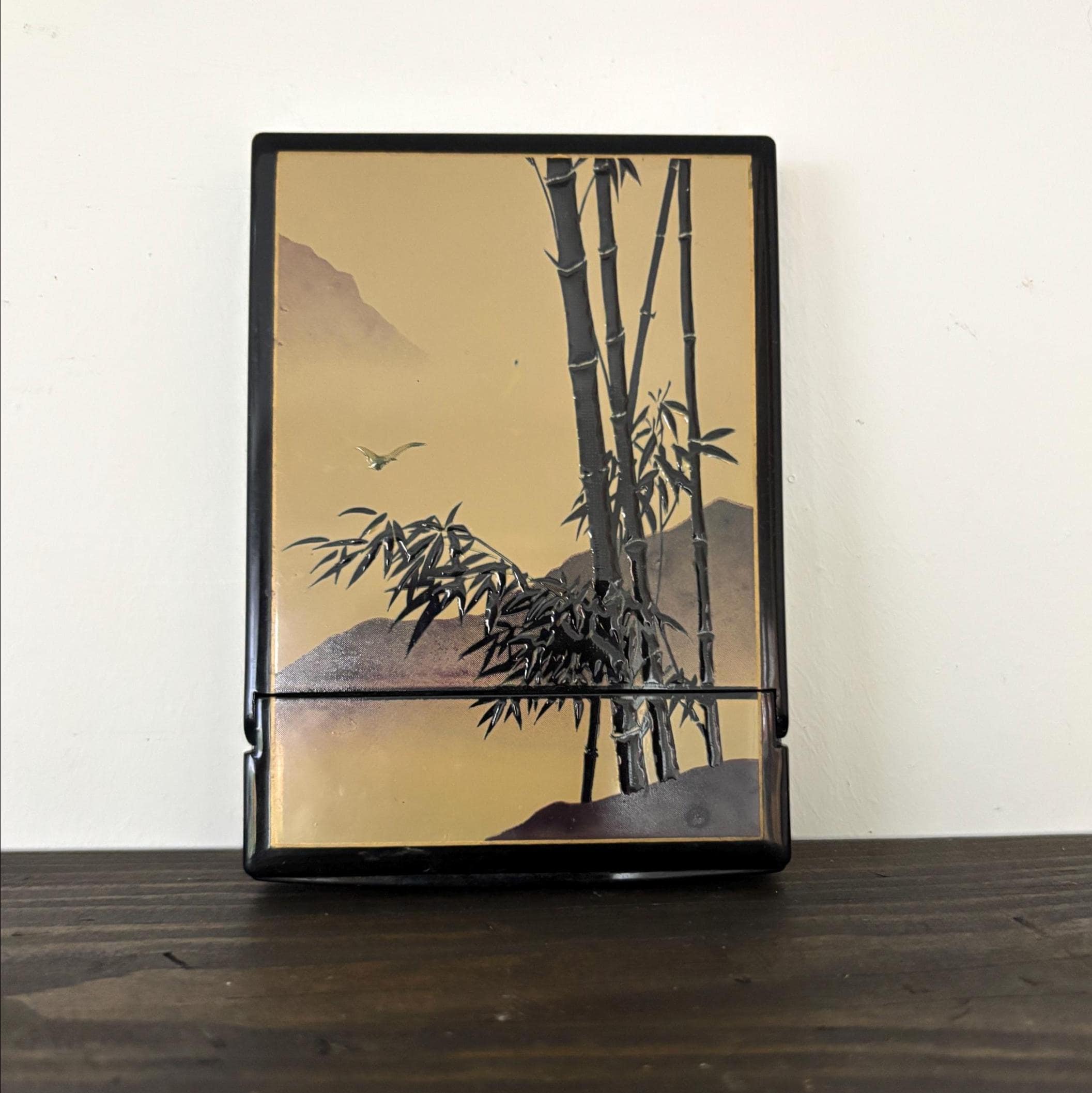 Vintage Japanese Folding Vanity Mirror | Bamboo Design | TAKE Japan Art Collection 1970s–90s | Plastic