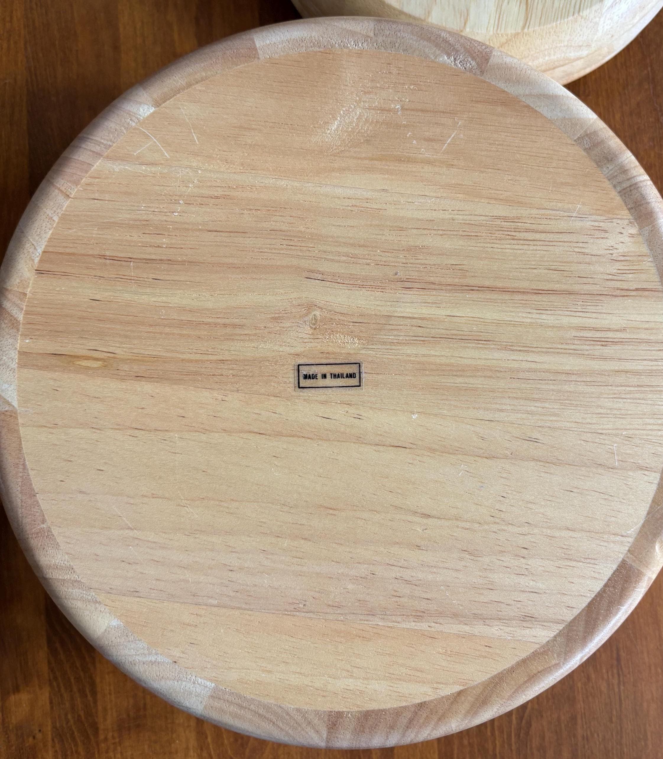 Vintage Wooden Salad Bowl Set: Rustic Thai Tableware, 5-Piece
