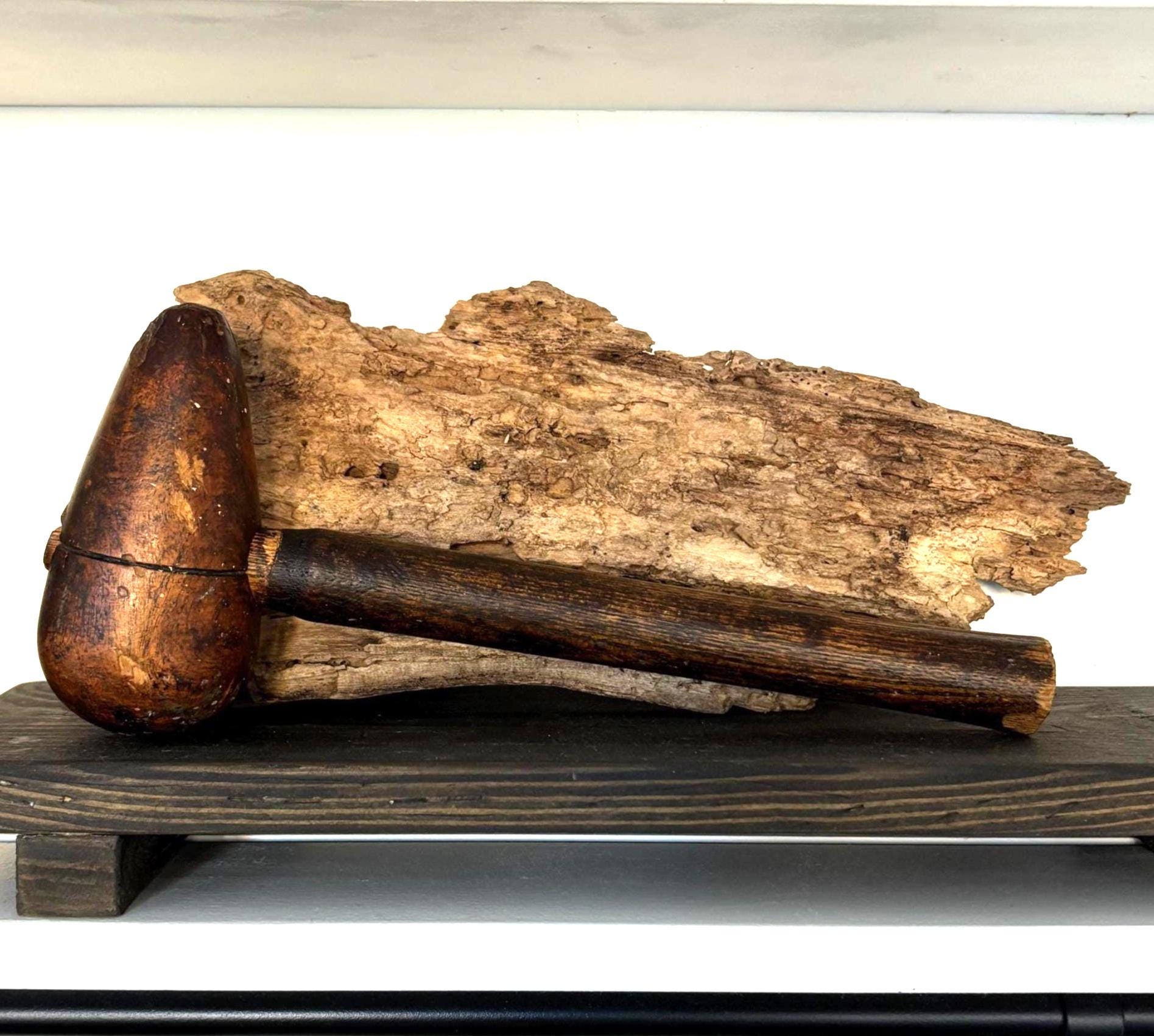 Vintage Lead-Dressing “Bossing” Mallet | Pear-Shaped Wooden Head | Roofer/Plumber Tool