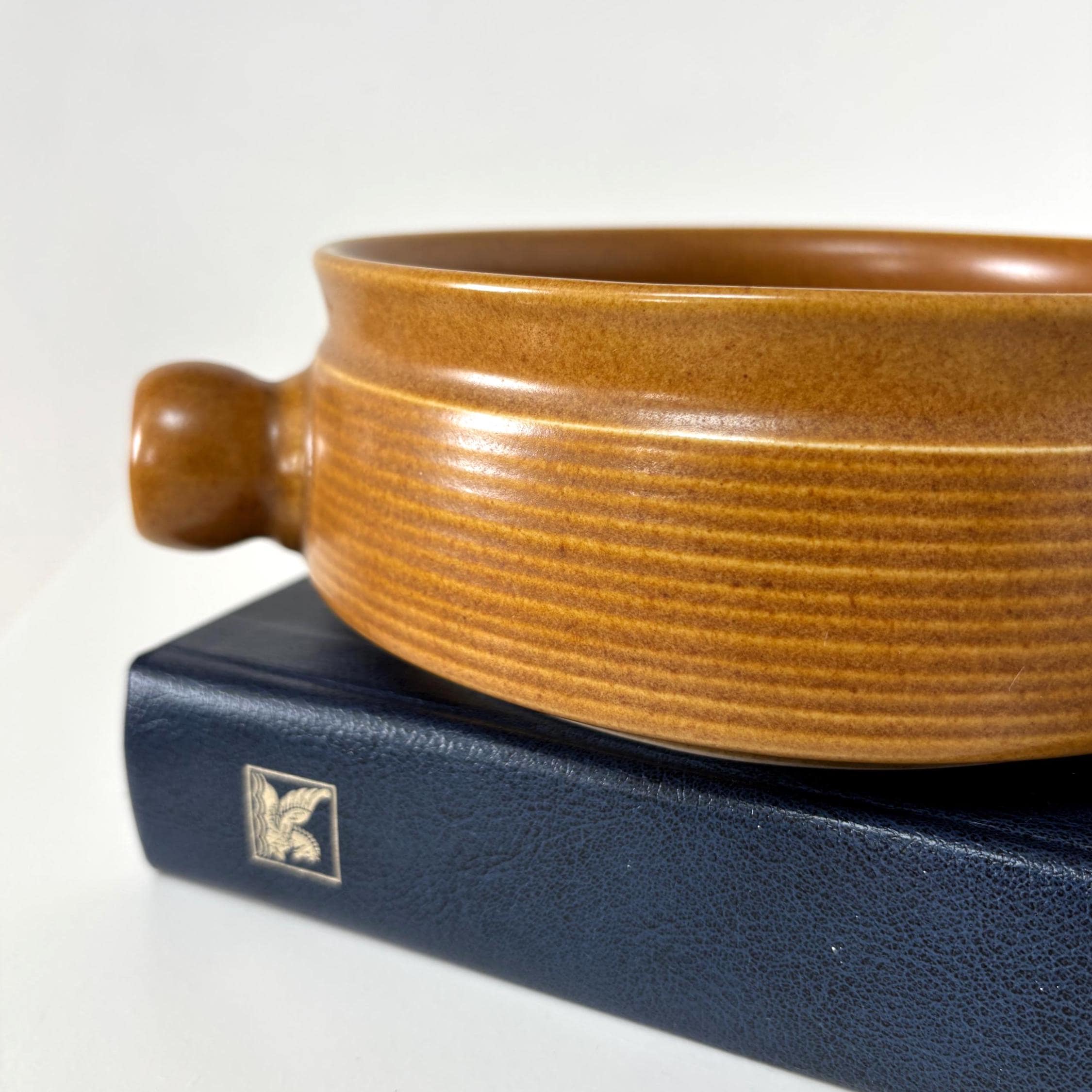 Vintage Denby Langley Canterbury Stoneware Serving Dish Brown Ribbed Mid Century Casserole Bowl