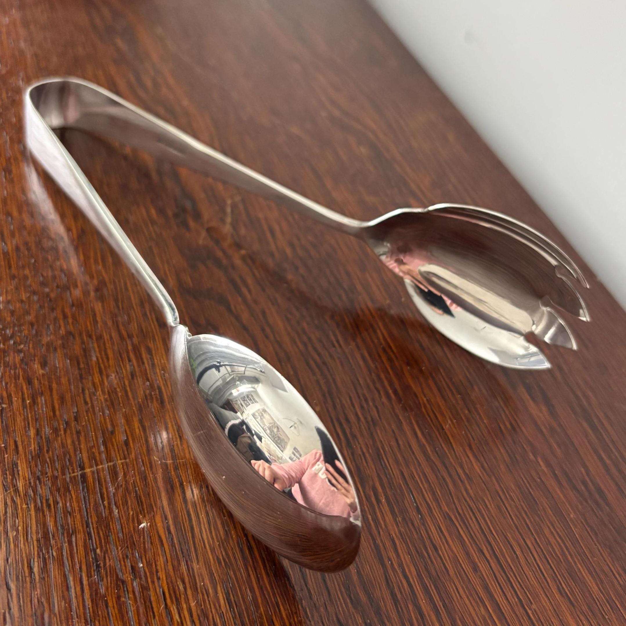 Vintage Salad Serving Tongs Silver Plate Sheffield Spoon Fork Mid Century Kitchen Tableware