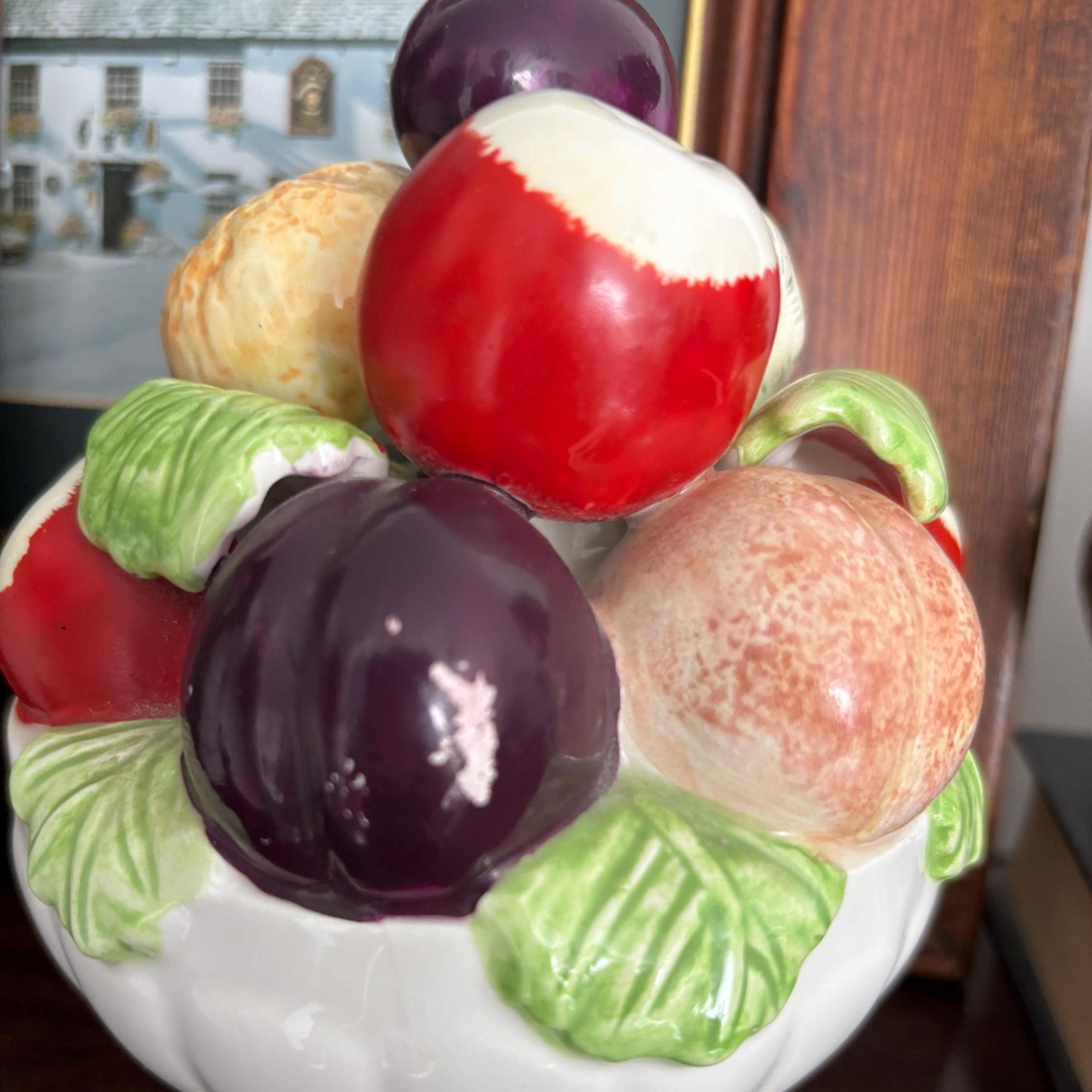 Vintage Leonardo Ceramic Fruit Compote | Hand-Painted Decorative Pedestal Bowl | Capodimonte Style Centrepiece