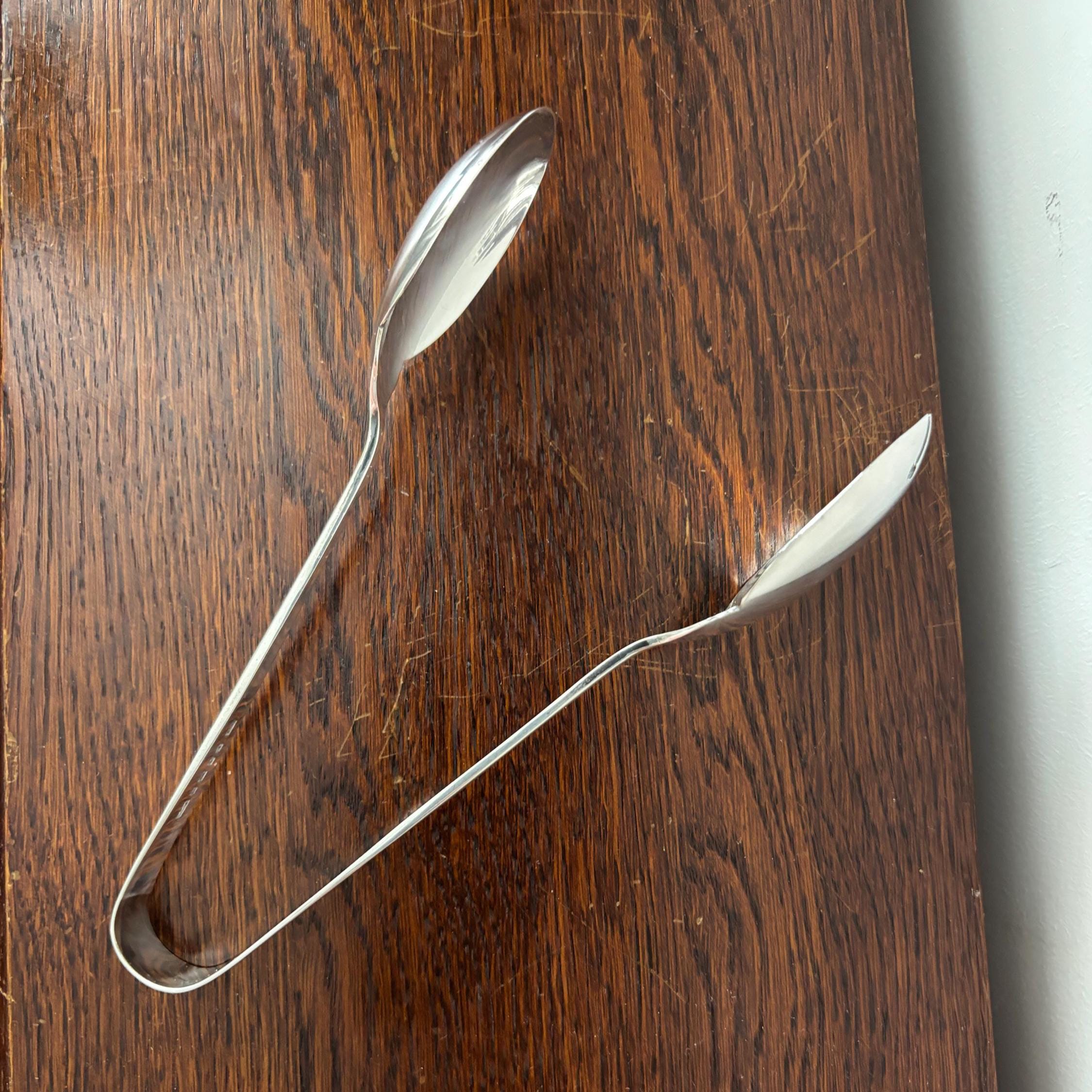 Vintage Salad Serving Tongs Silver Plate Sheffield Spoon Fork Mid Century Kitchen Tableware