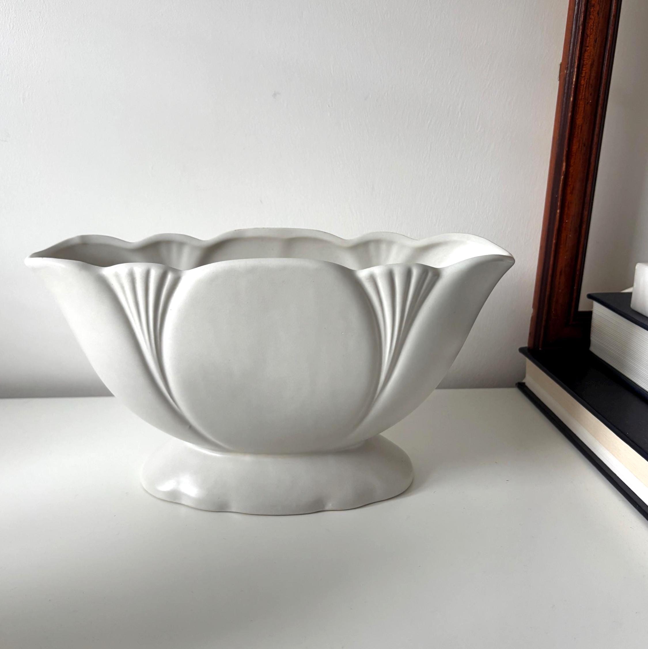 Vintage Dartmouth Pottery White Tulip Vase Planter Mid Century England
