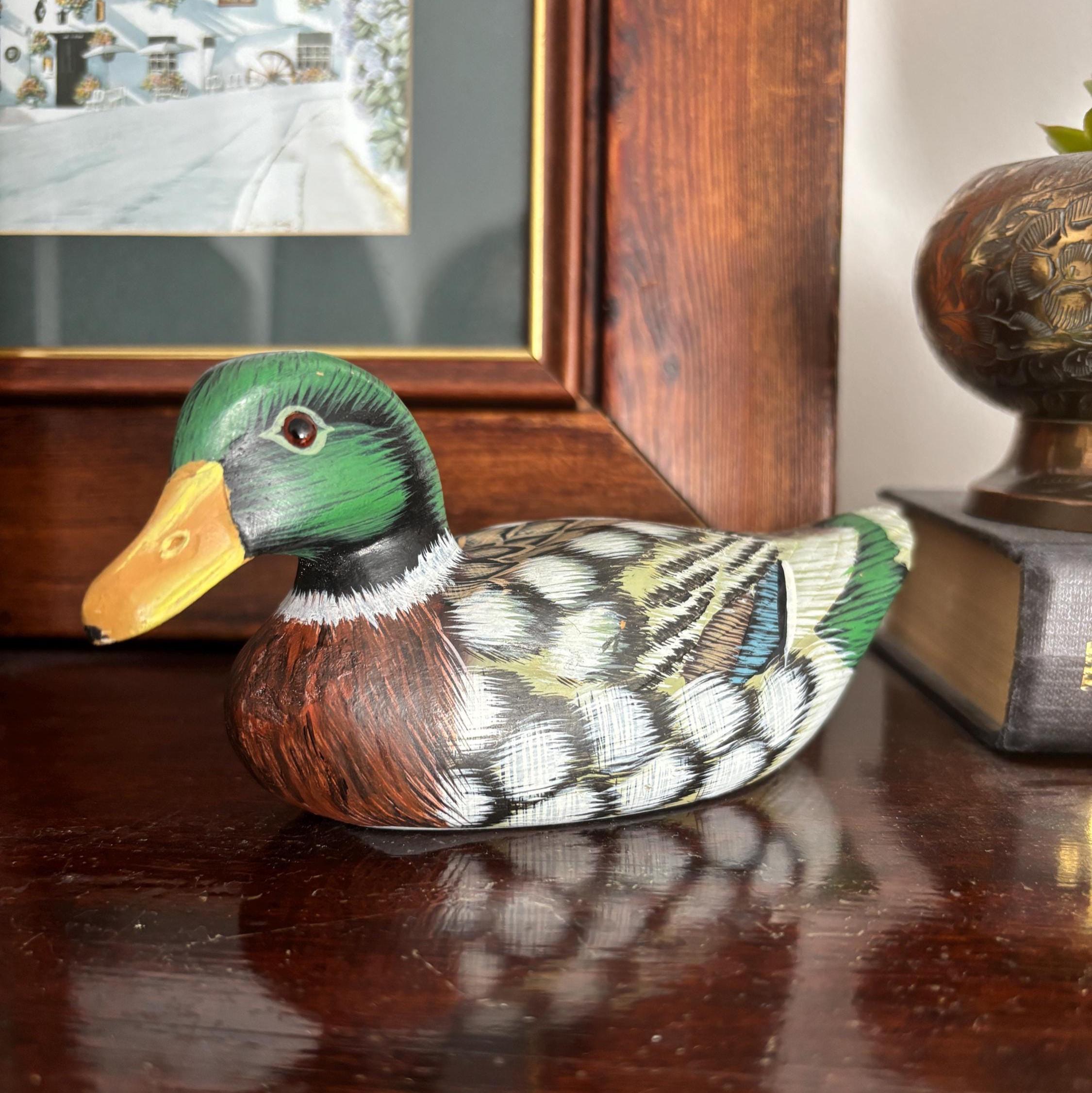 Vintage Hand Carved Mallard Duck Decoy | Hand Painted Wooden Bird Figure