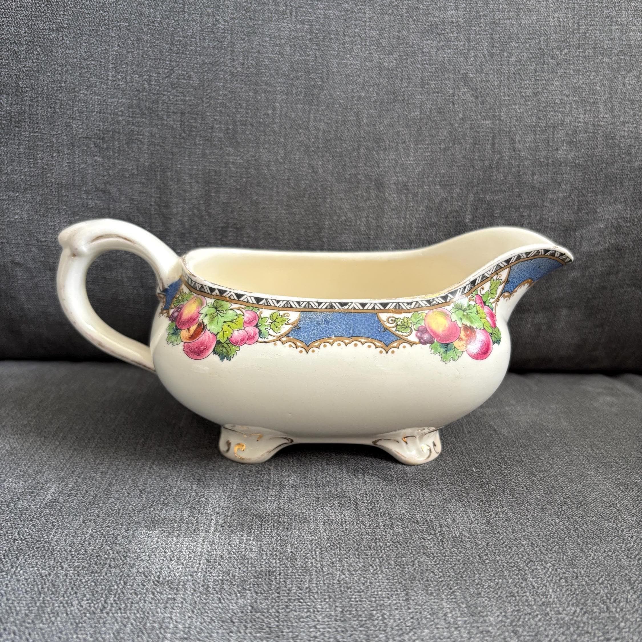 Vintage 1930s Booths Pomona Gravy Boat: Silicon China, Made in England