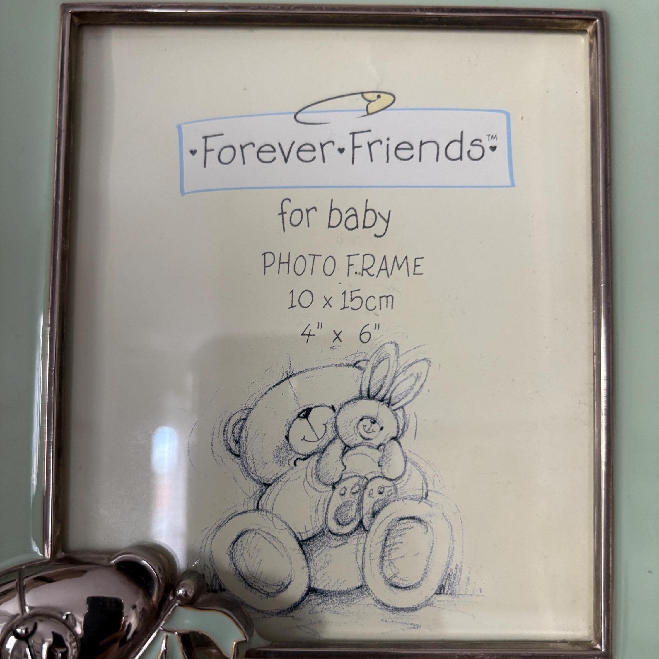 Forever Friends Baby Photo Frame 4x6” 10x15cm Mint Enamel Teddy Keepsake