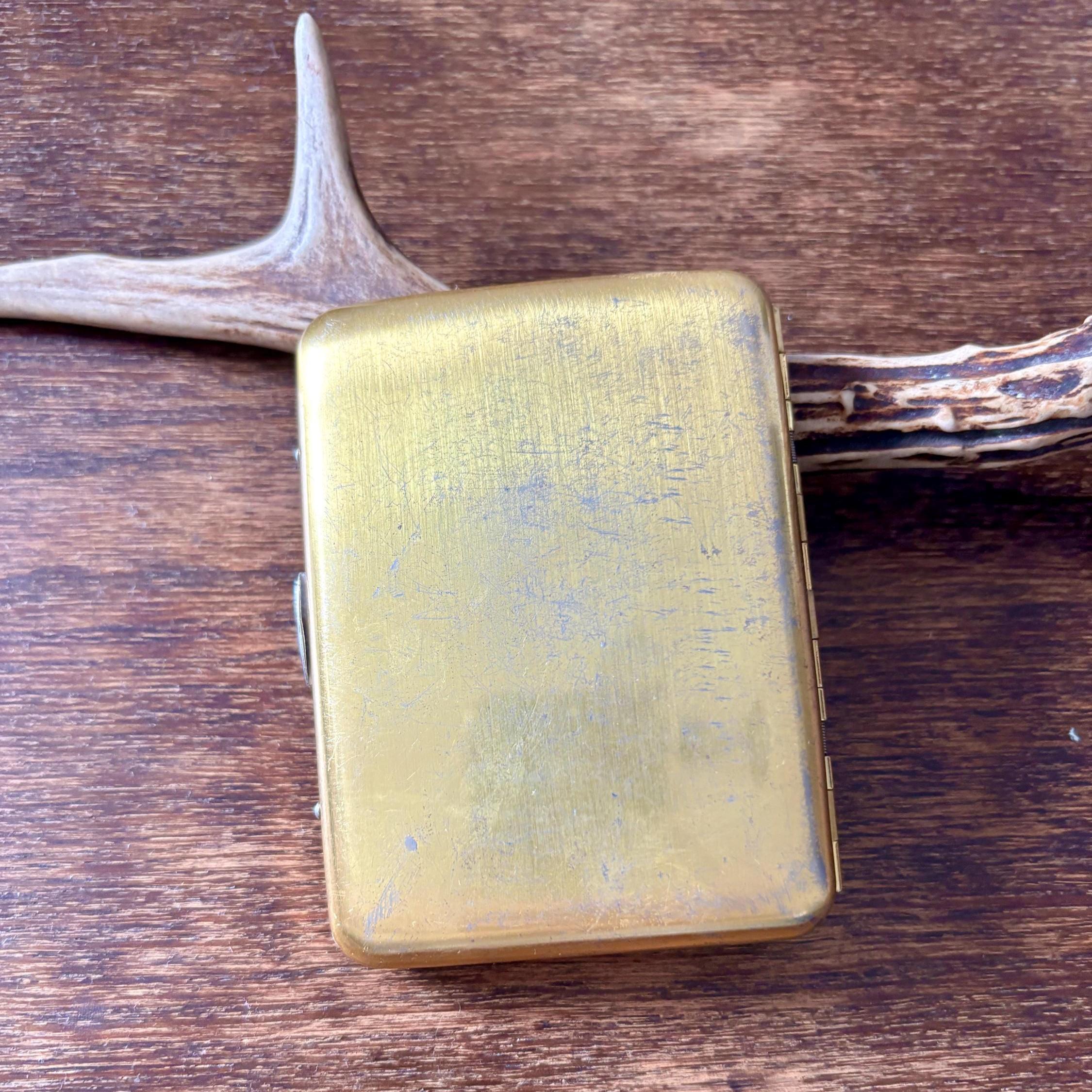 Vintage Gold-Tone Accordion Wallet | Metal Card Case with Geometric Etched Design | Mid-Century Style