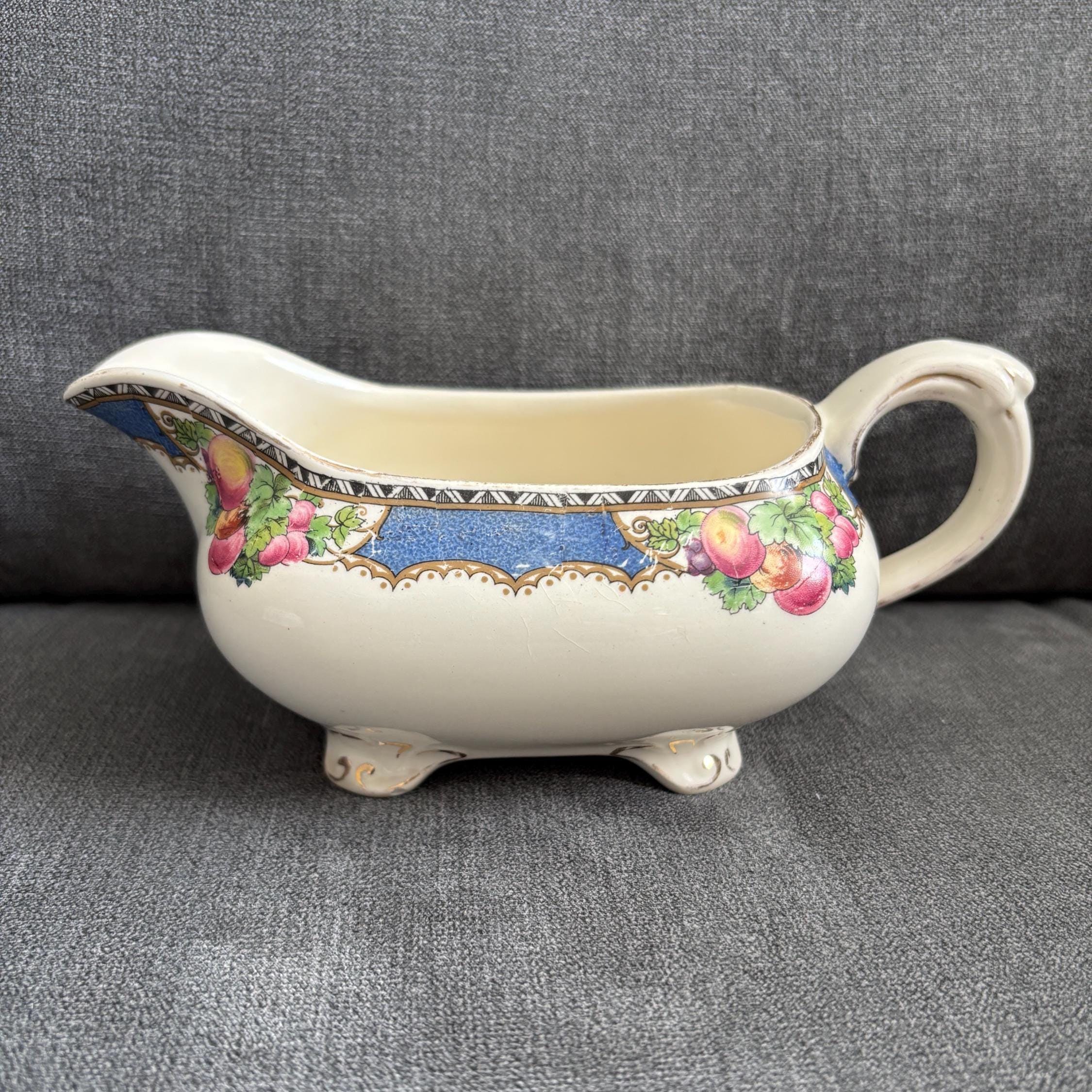 Vintage 1930s Booths Pomona Gravy Boat: Silicon China, Made in England