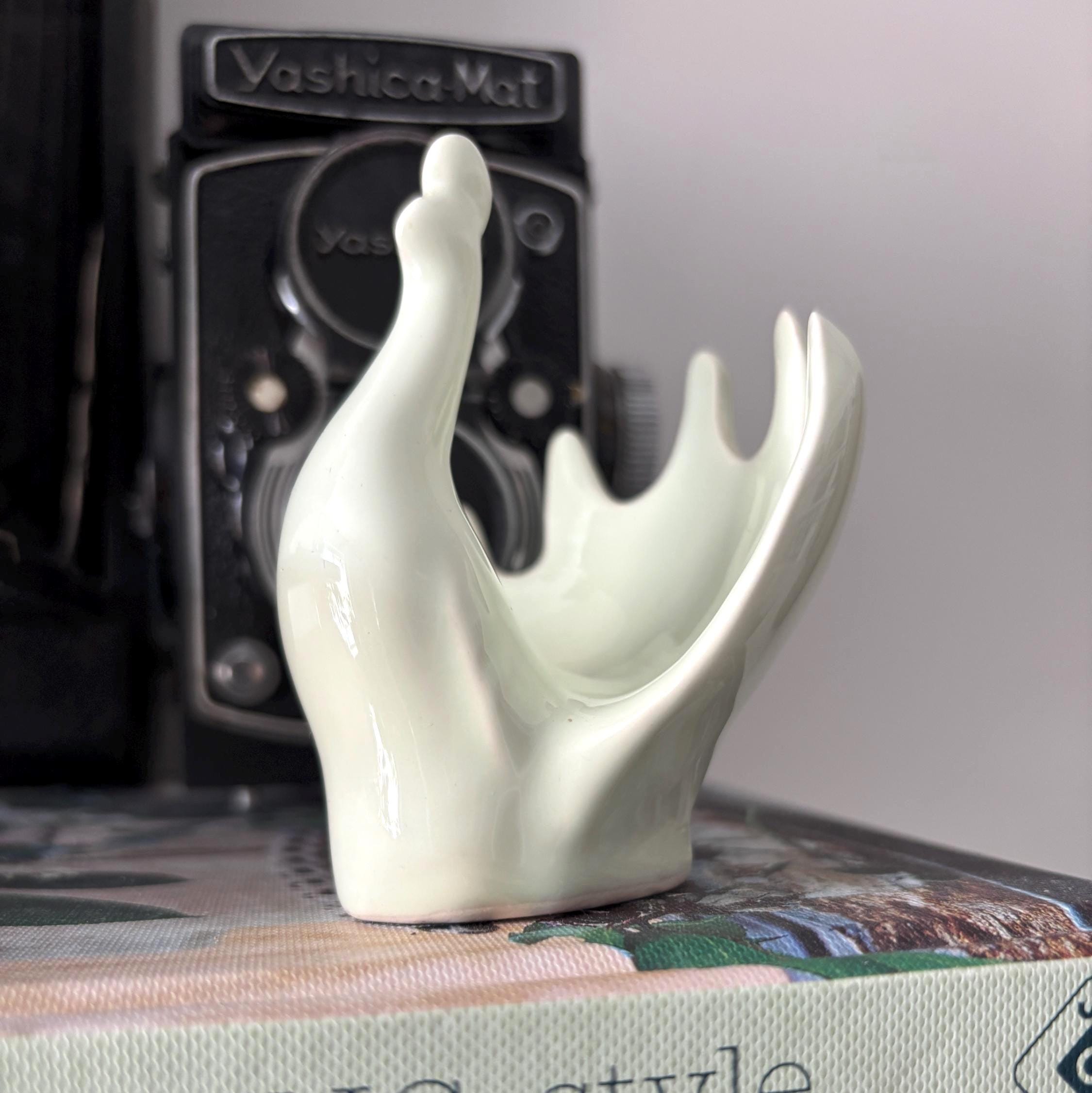 Vintage Sage Green Ceramic Peacock Holder Mid Century Bird Planter Decorative Ornament