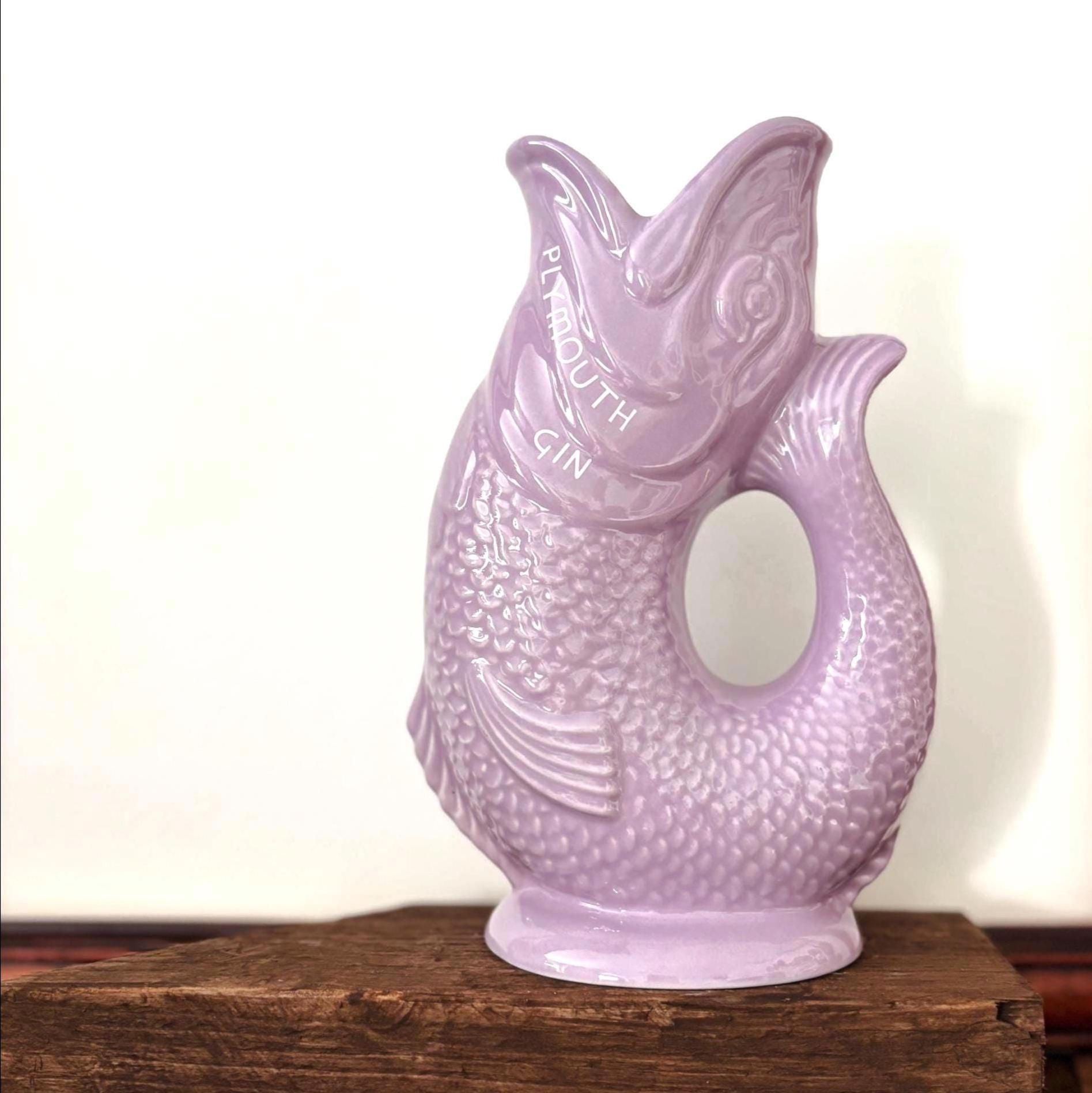 Vintage Wade Plymouth Gin Purple Fish Jug Gurgle Pitcher