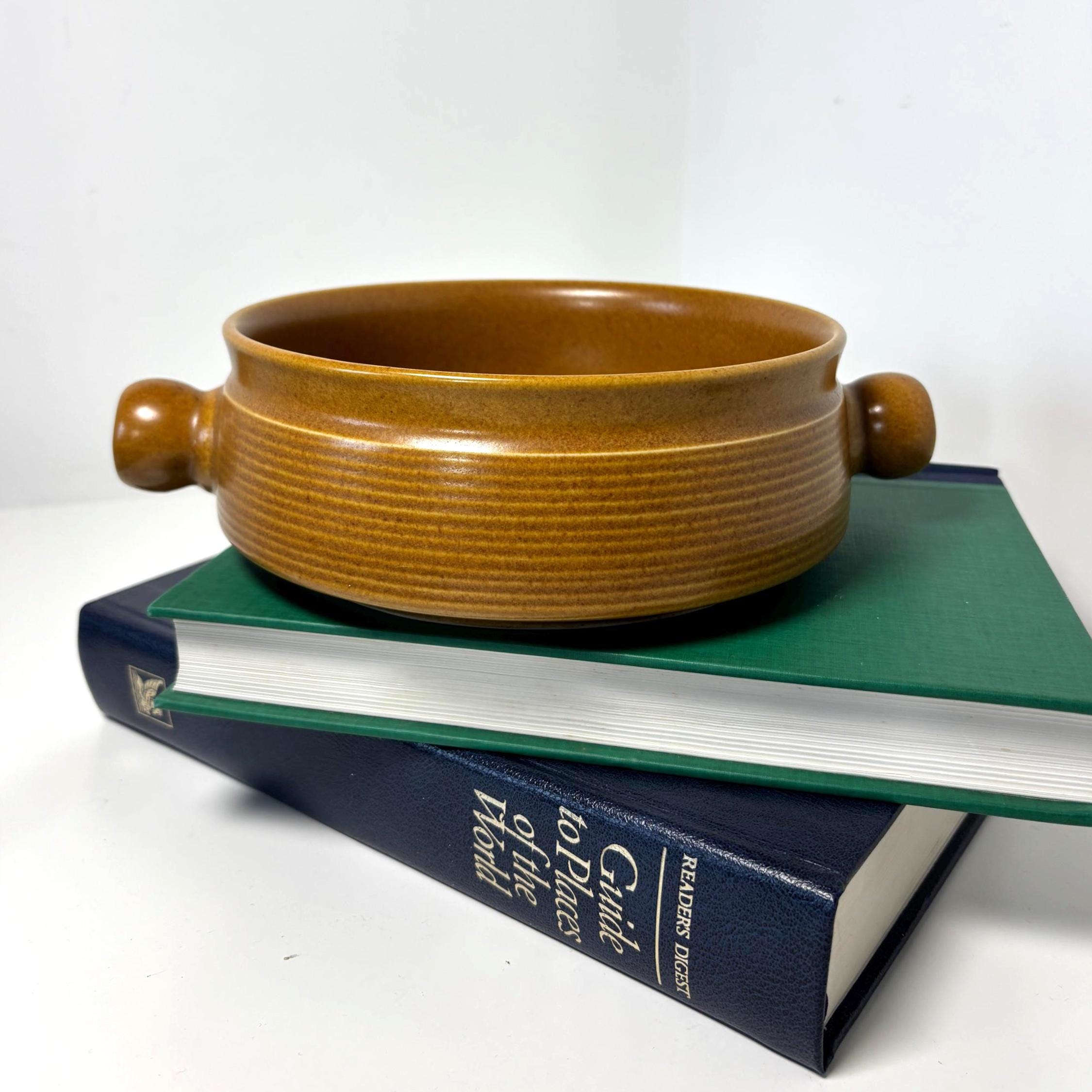 Vintage Denby Langley Canterbury Stoneware Serving Dish Brown Ribbed Mid Century Casserole Bowl