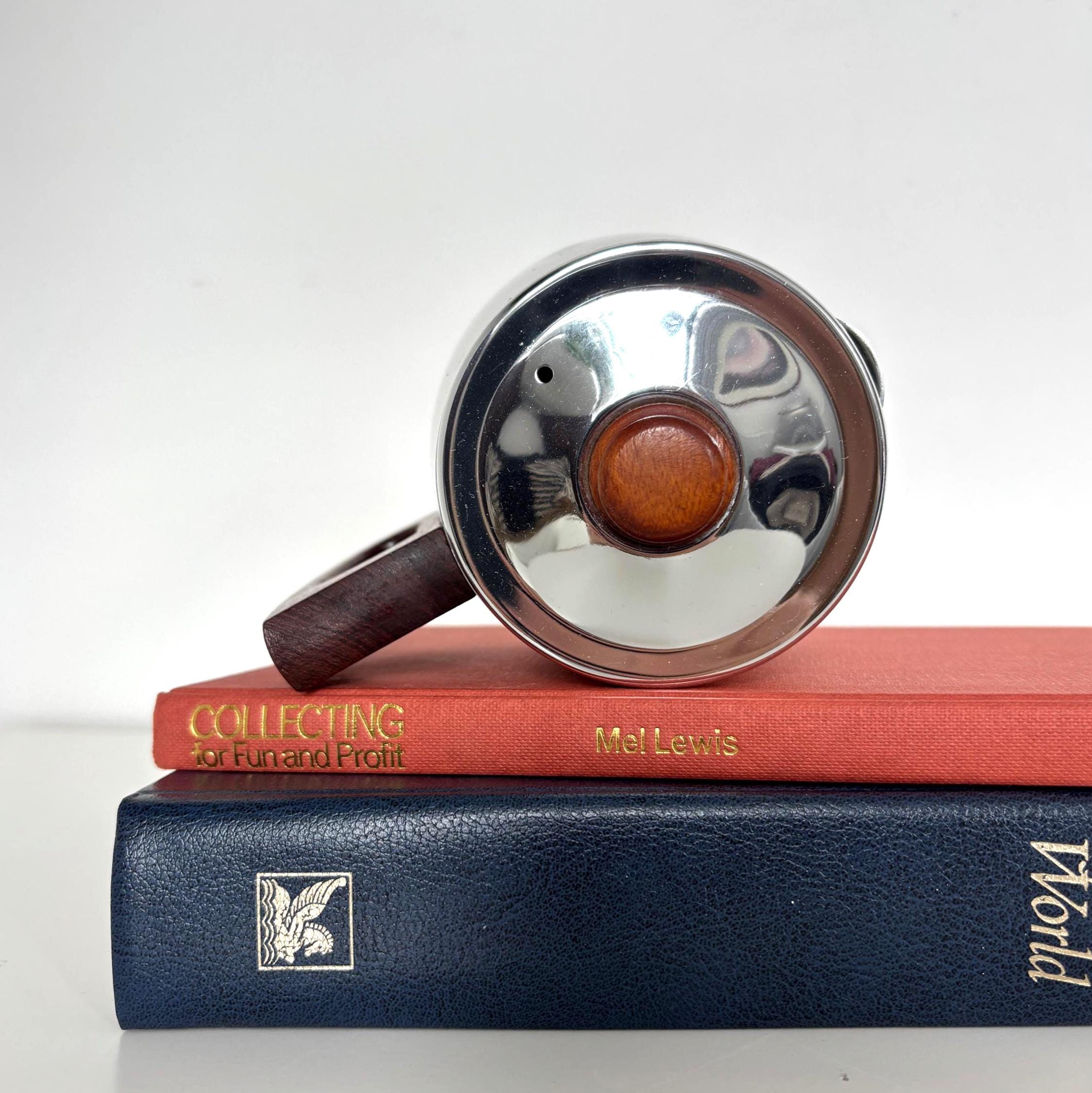 Vintage SONA Milk Jug Stainless Steel Teak Handle Mid Century Modern Coffee Pot England