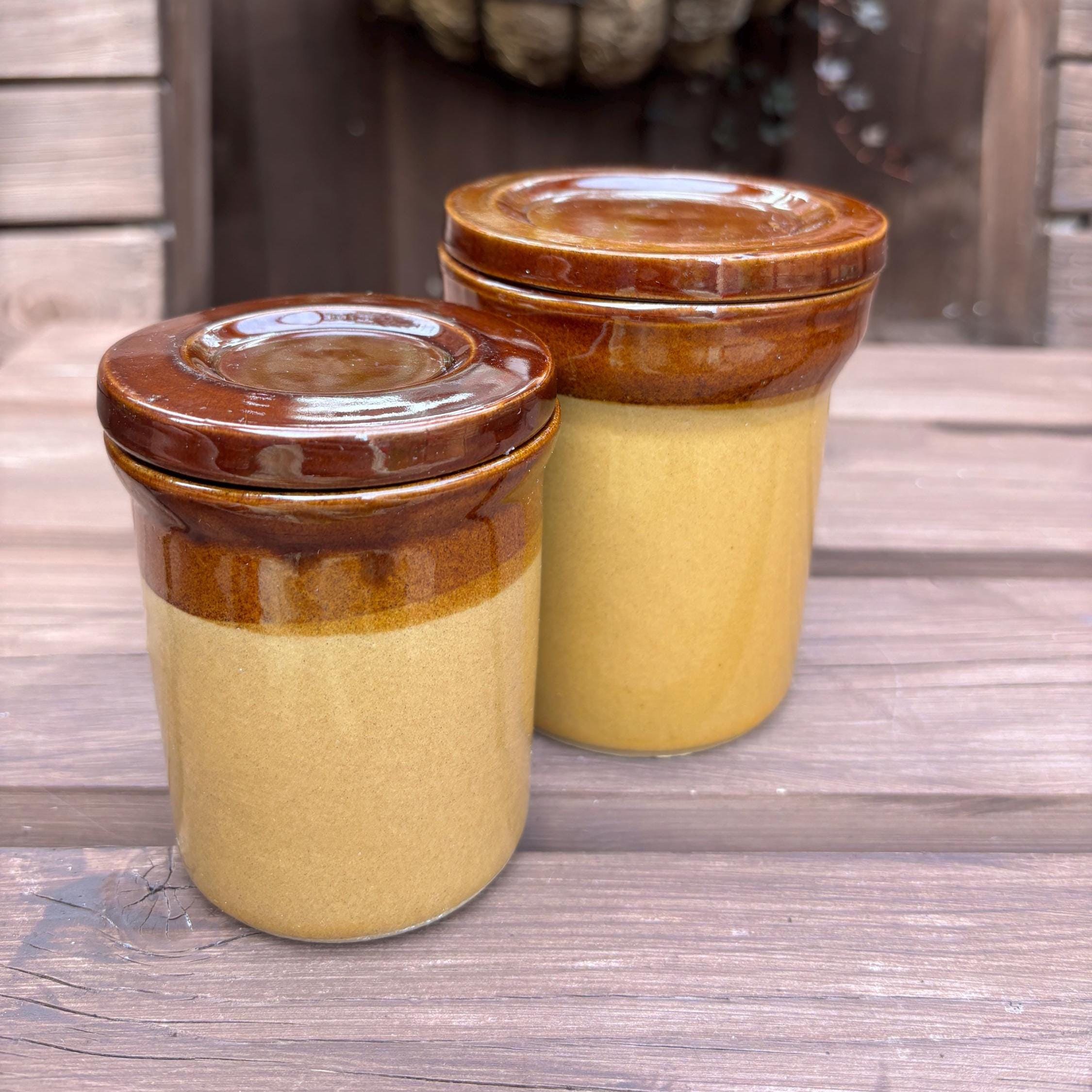 Vintage Parsons Stoneware Kitchen Canister | England, Brown Glazed Crock