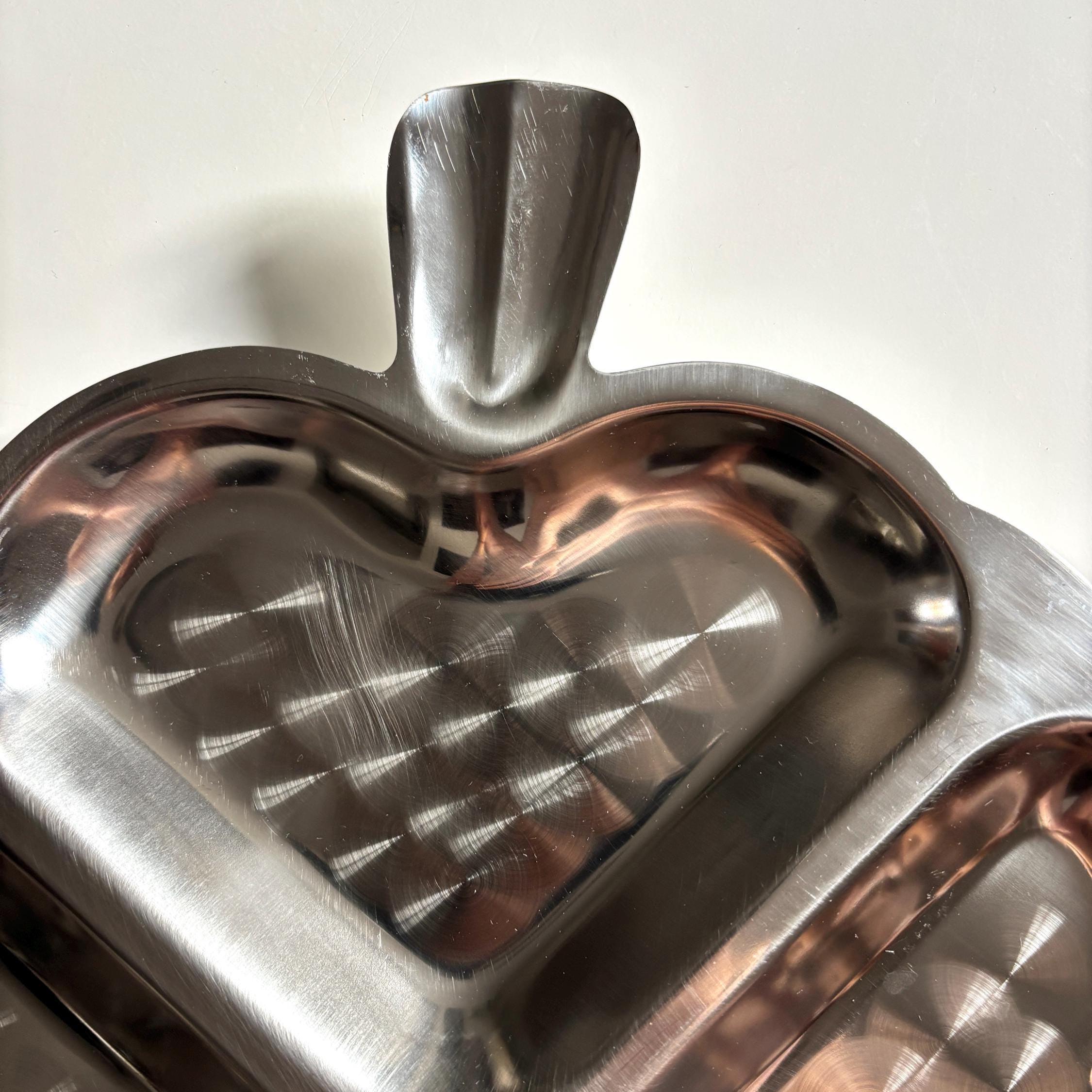 Vintage Leaf-Shaped Divided Serving Platter | 18/8 Stainless Steel | 4 Sections