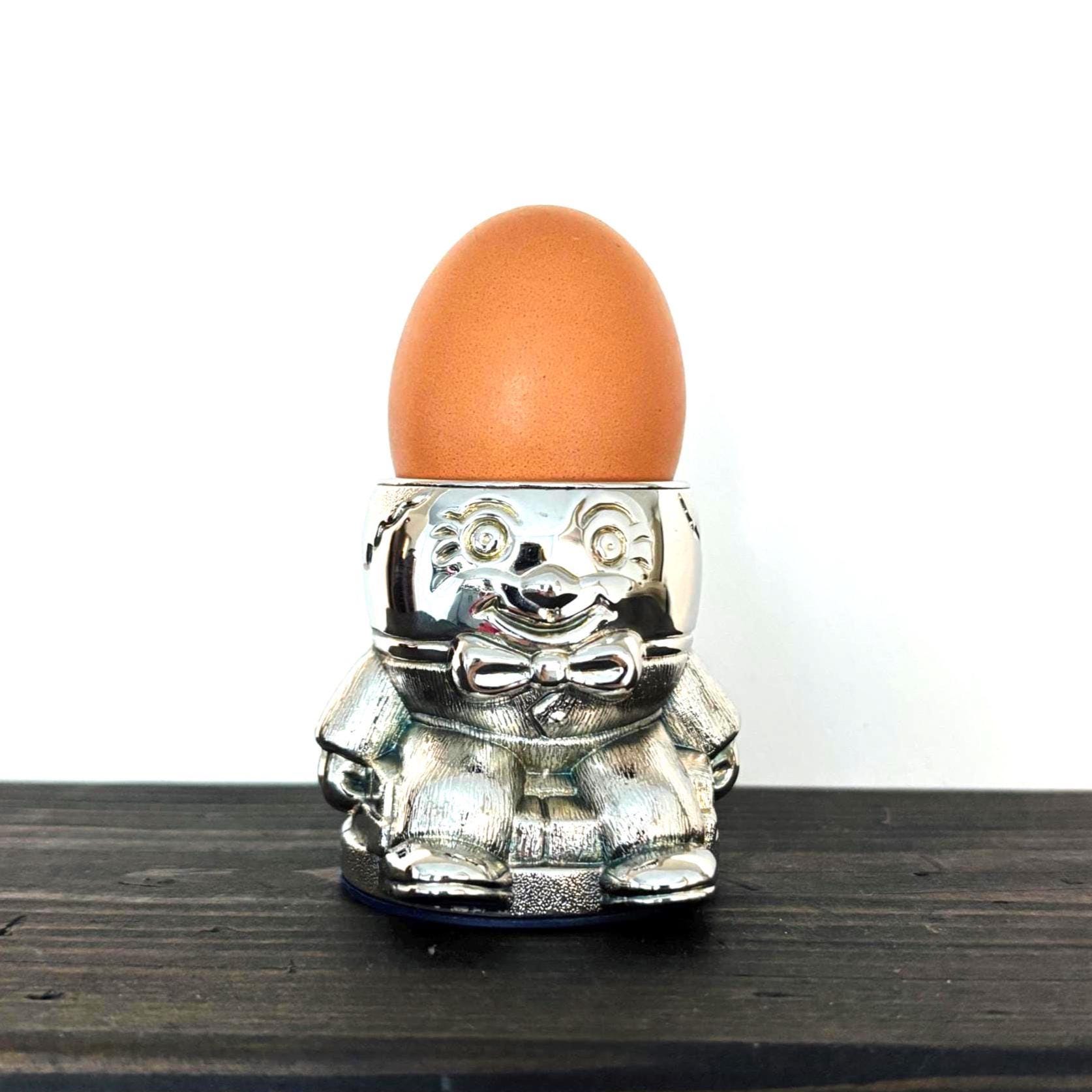 Vintage Silver Plated Humpty Dumpty Egg Cup Collectible Nursery Tableware