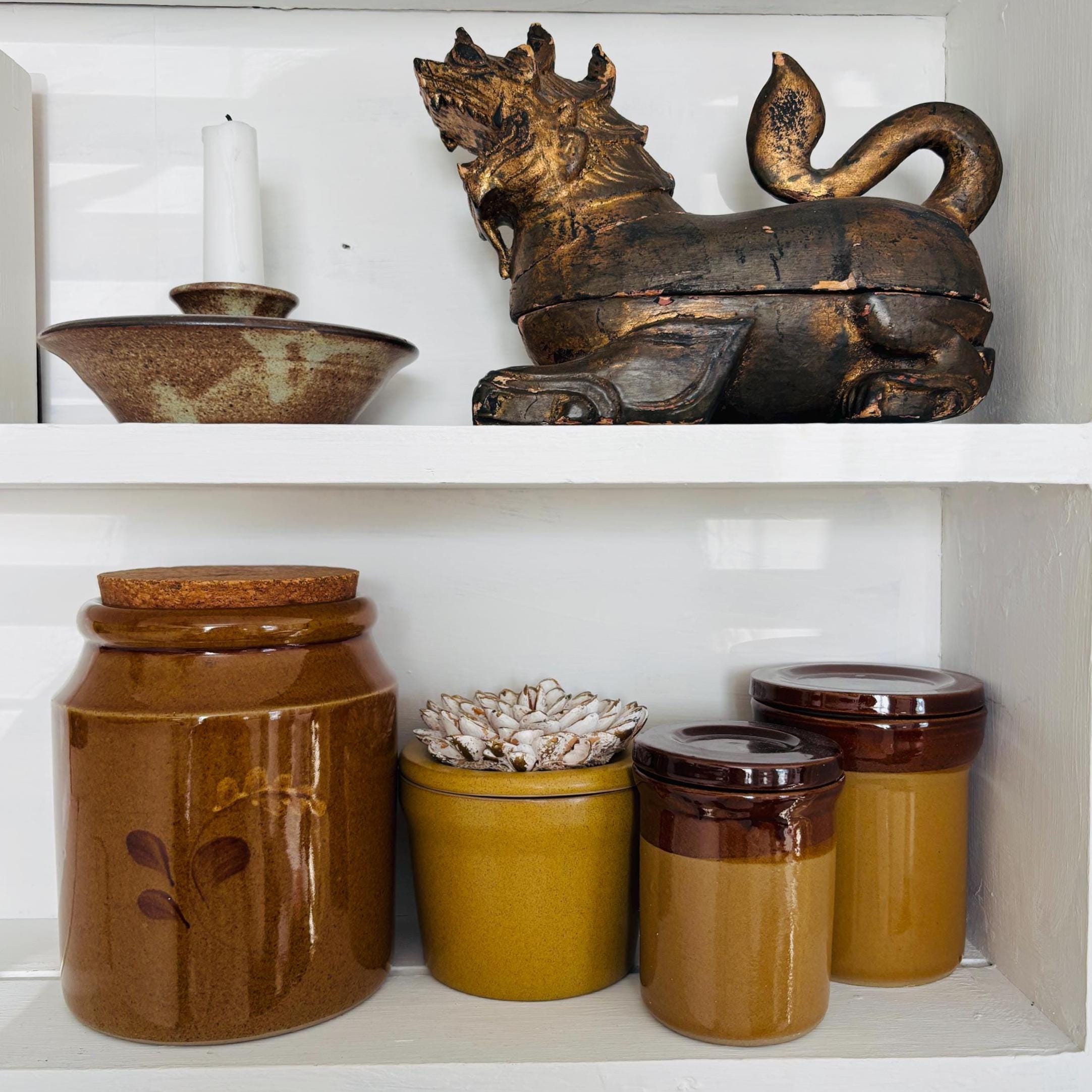 Vintage Pearsons Stoneware Storage Jar with Cork Lid – Brown Glaze Leaf Motif