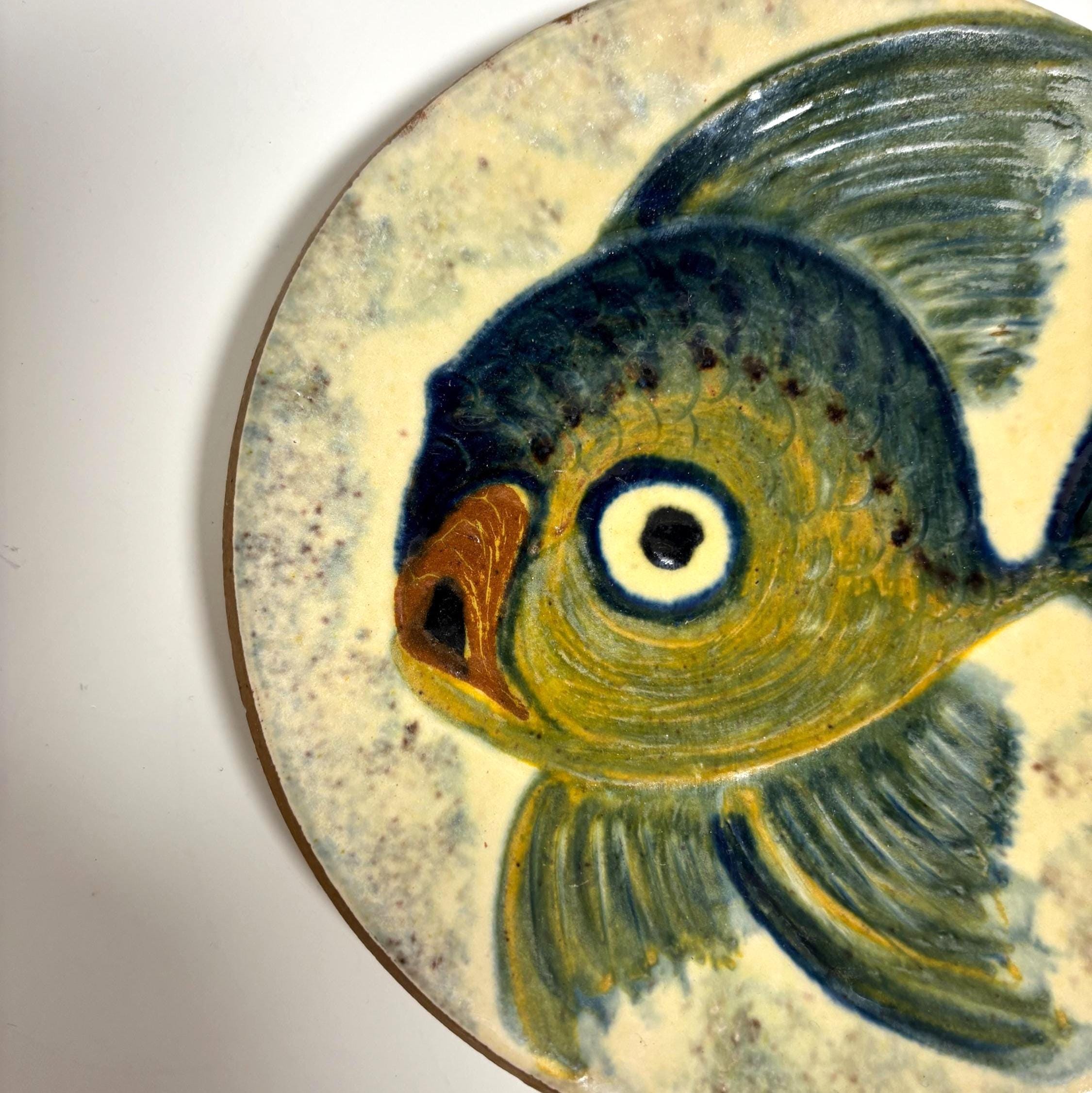 Vintage Puigdemont Spanish Ceramic Fish Wall Decor Mid Century Mediterranean Coastal Wall Art