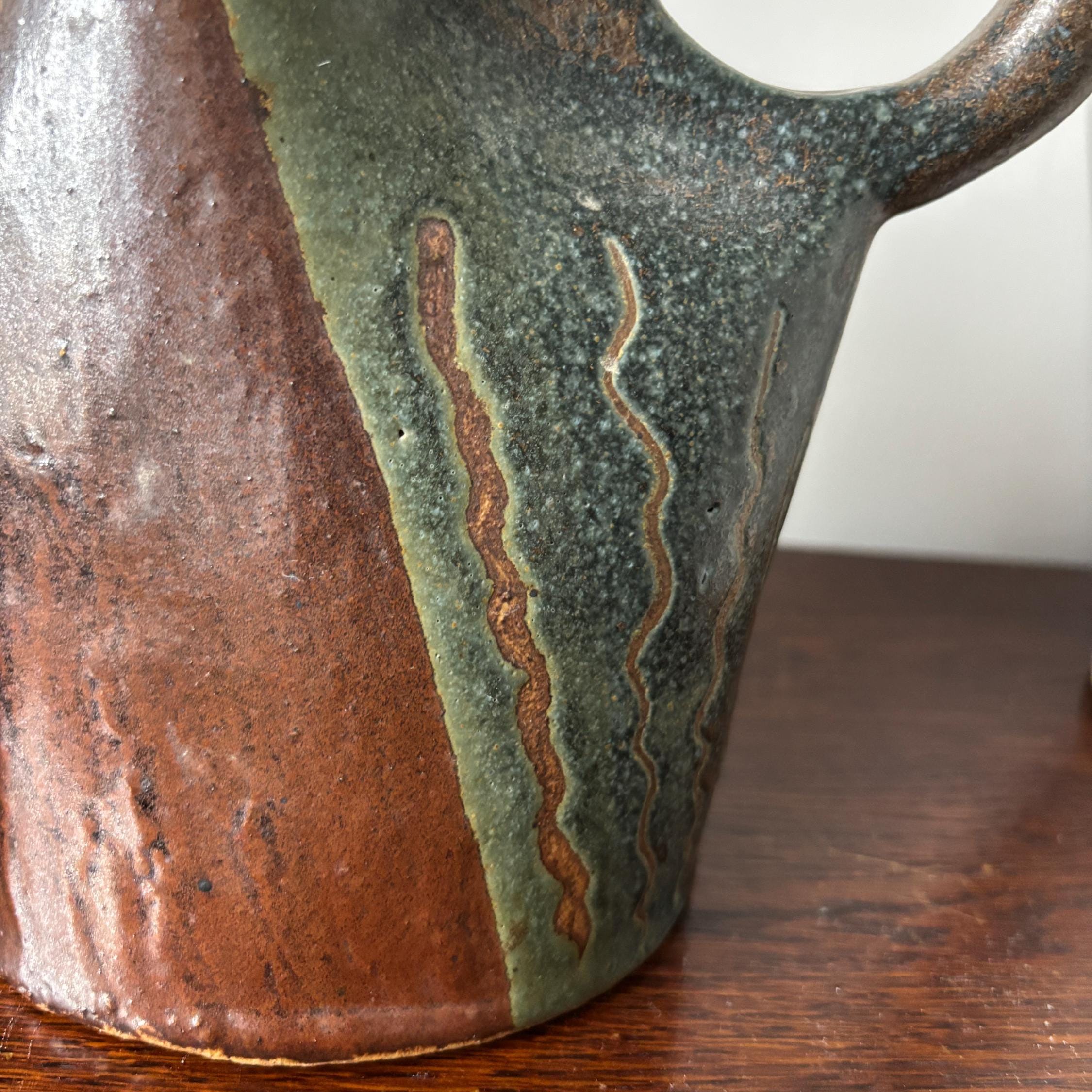 Vintage Studio Pottery Jug Sculptural Ceramic Pitcher Mid Century Art Vase Rustic Decor